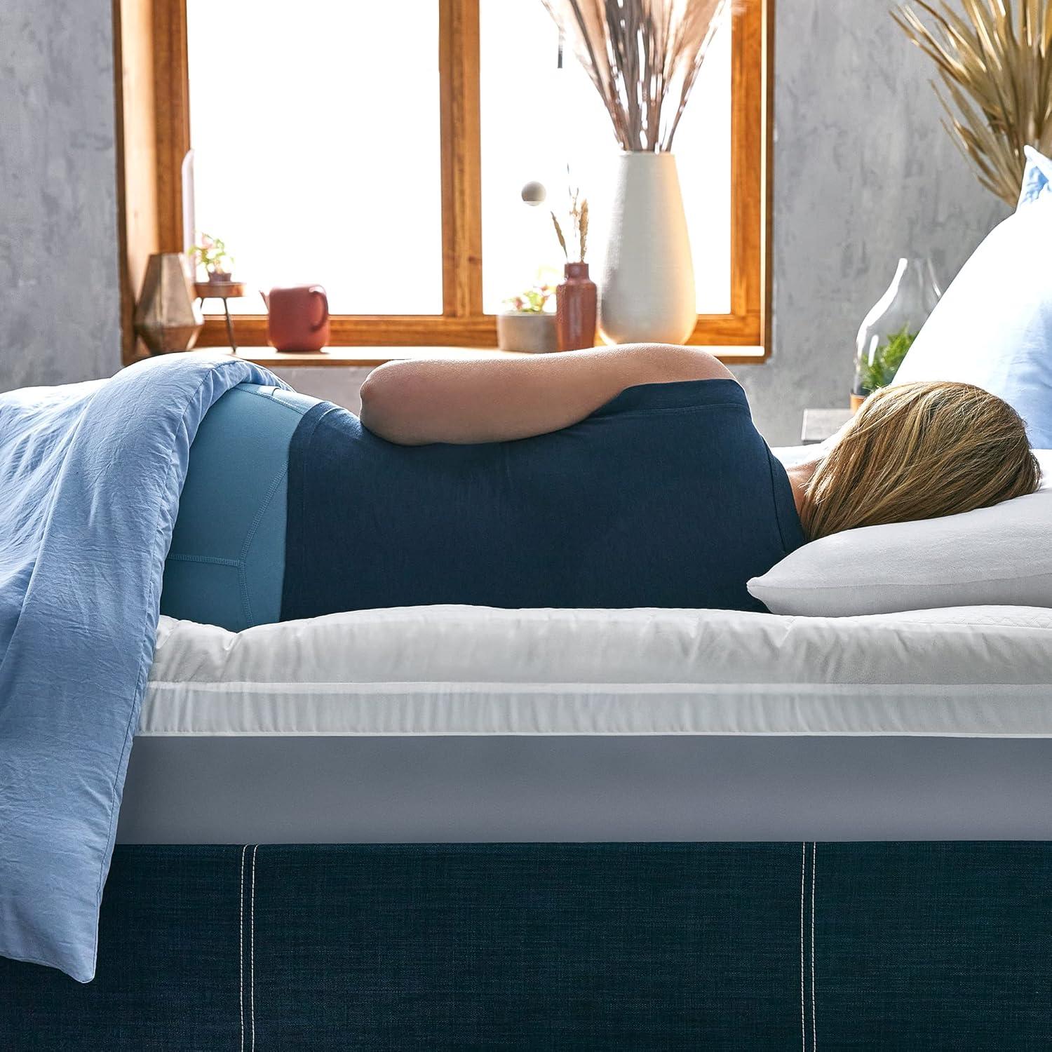 Sleep Innovations Sleep Innovations Cooling Comfort Gel Memory Foam Dual Layer Mattress Topper, 4 Inch, Pillow Top Cover