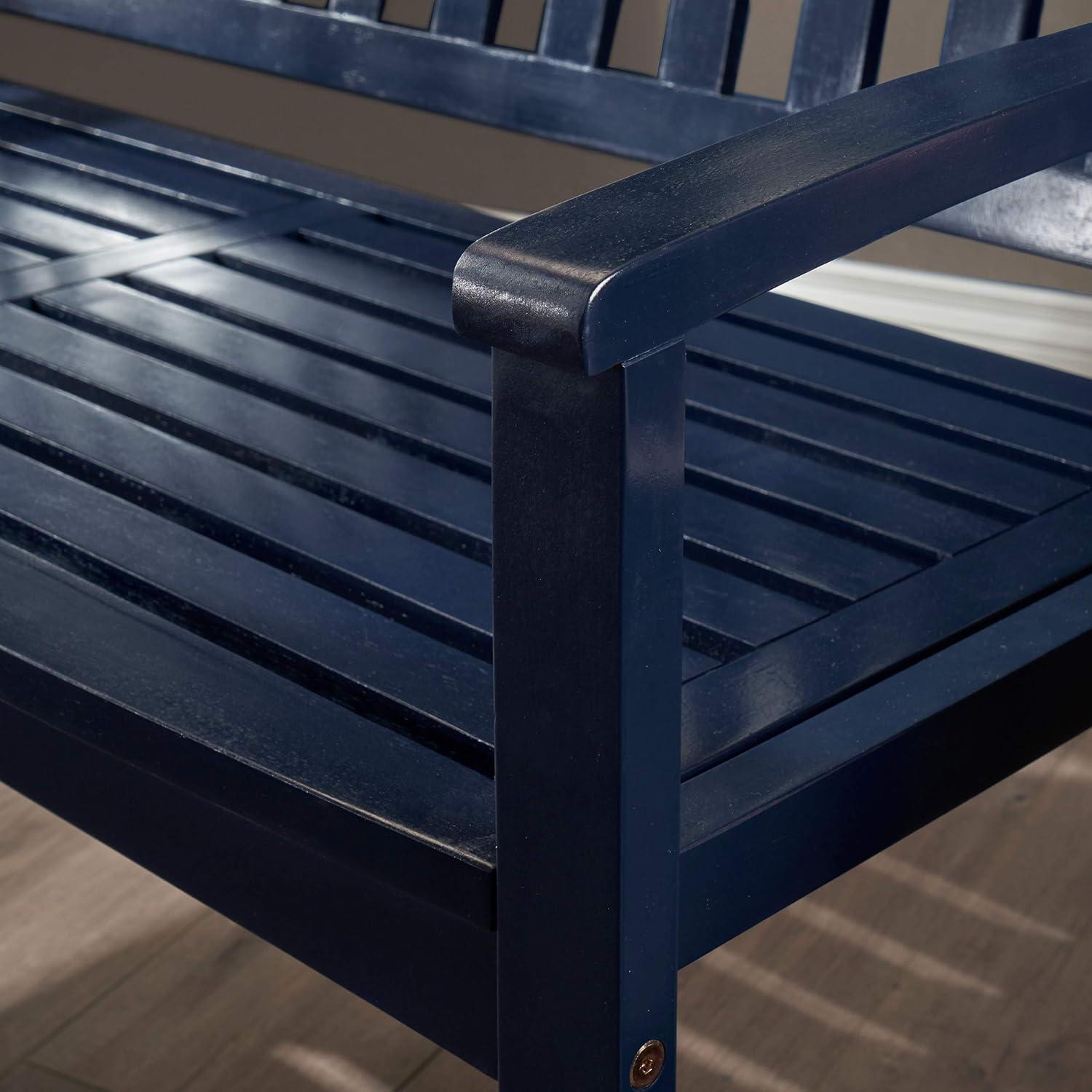 Navy Blue Acacia Wood Farmhouse Cottage Bench