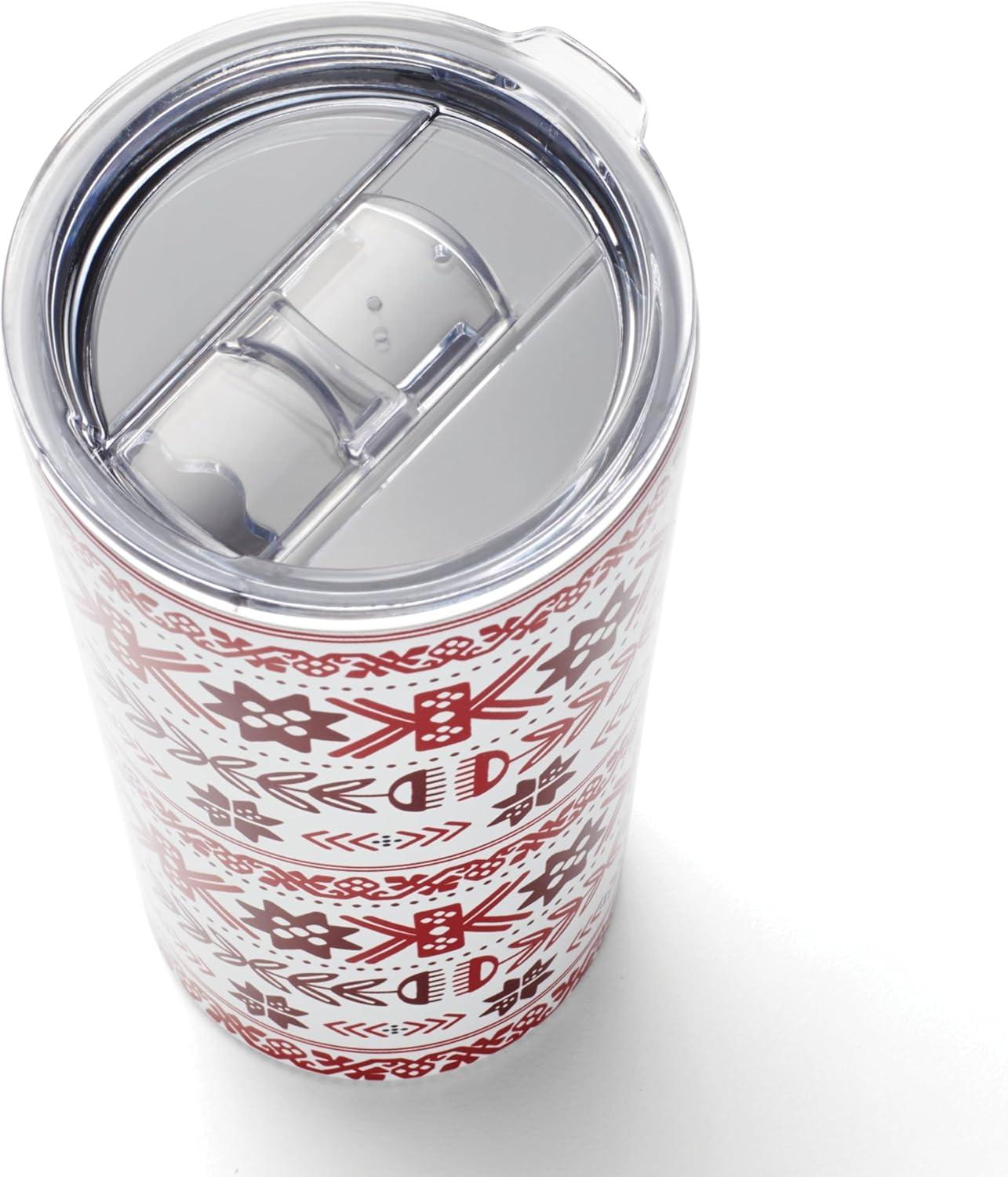 Festive Stainless Steel Highball Tumblers Set of 4 with Lids