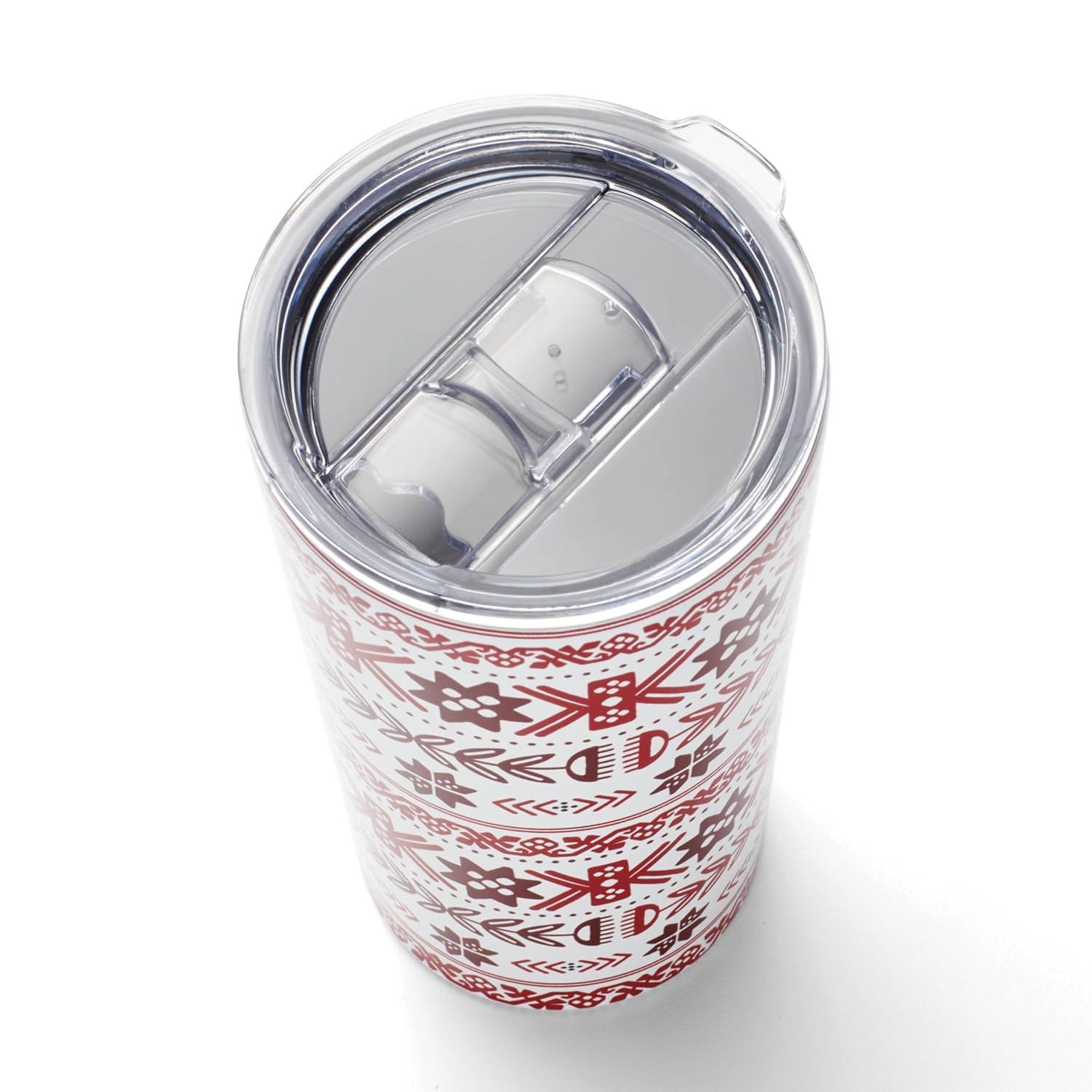 Festive Stainless Steel Highball Tumblers Set of 4 with Lids