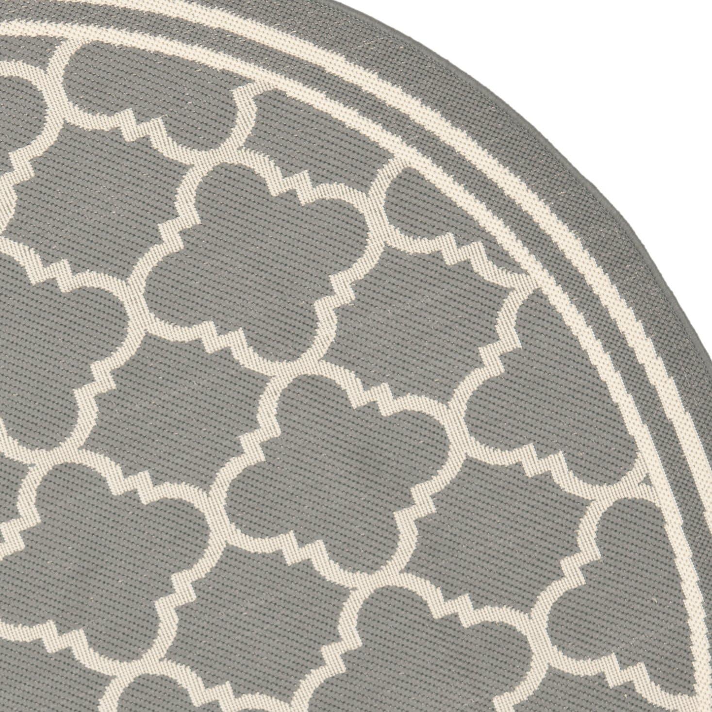 Courtyard CY6918 Power Loomed Indoor/Outdoor Area Rug - Anthracite/Beige - 5'3" round - Safavieh.