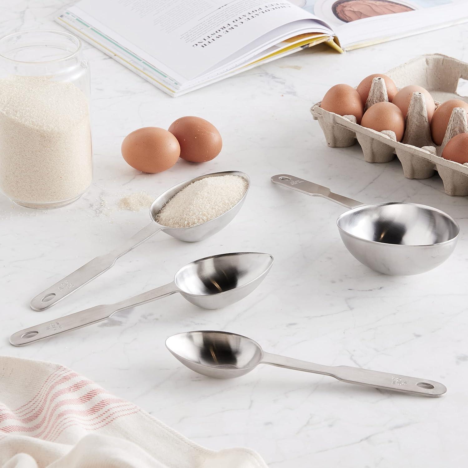 Norpro Stainless Steel 4 Pc Measuring Cup Scoop Shaped Set Metric Equivalents