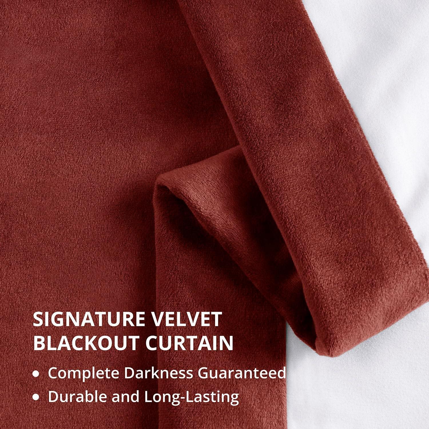 Half Price Drapes Signature Crimson Rust Velvet Blackout Curtains For Bedroom(1 Panel), 50WX 108L