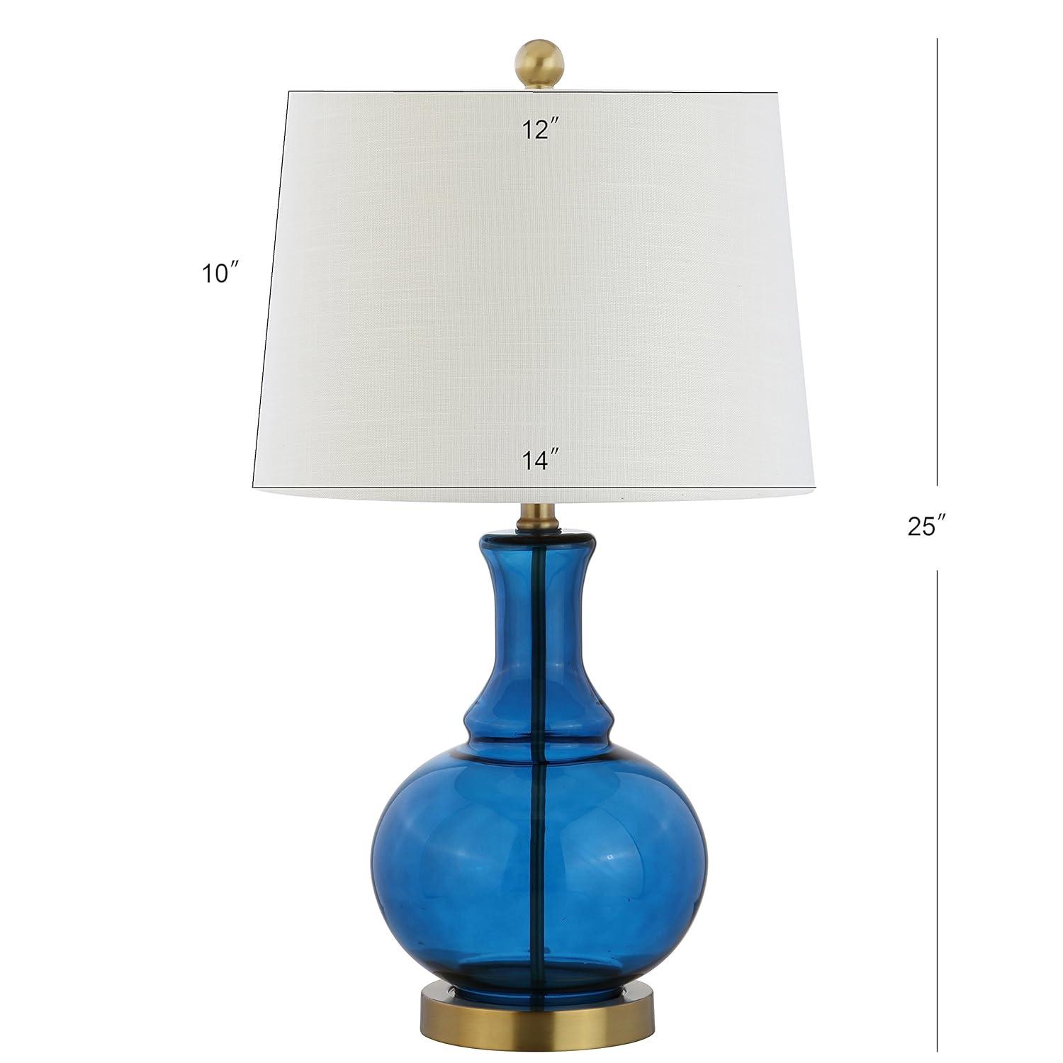 JONATHAN Y JYL1068C-SET2 Set of 2 Table Lamps Lavelle 25" Glass LED Table Lamp Contemporary Transitional Bedside Desk Nightstand Lamp for Bedroom Living Room Office College Bookcase, Cobalt Blue