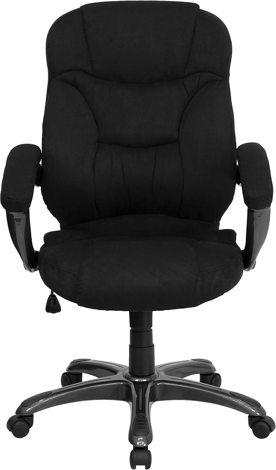 Flash Furniture High Back Black Microfiber Contemporary Executive Swivel Ergonomic Office Chair with Arms