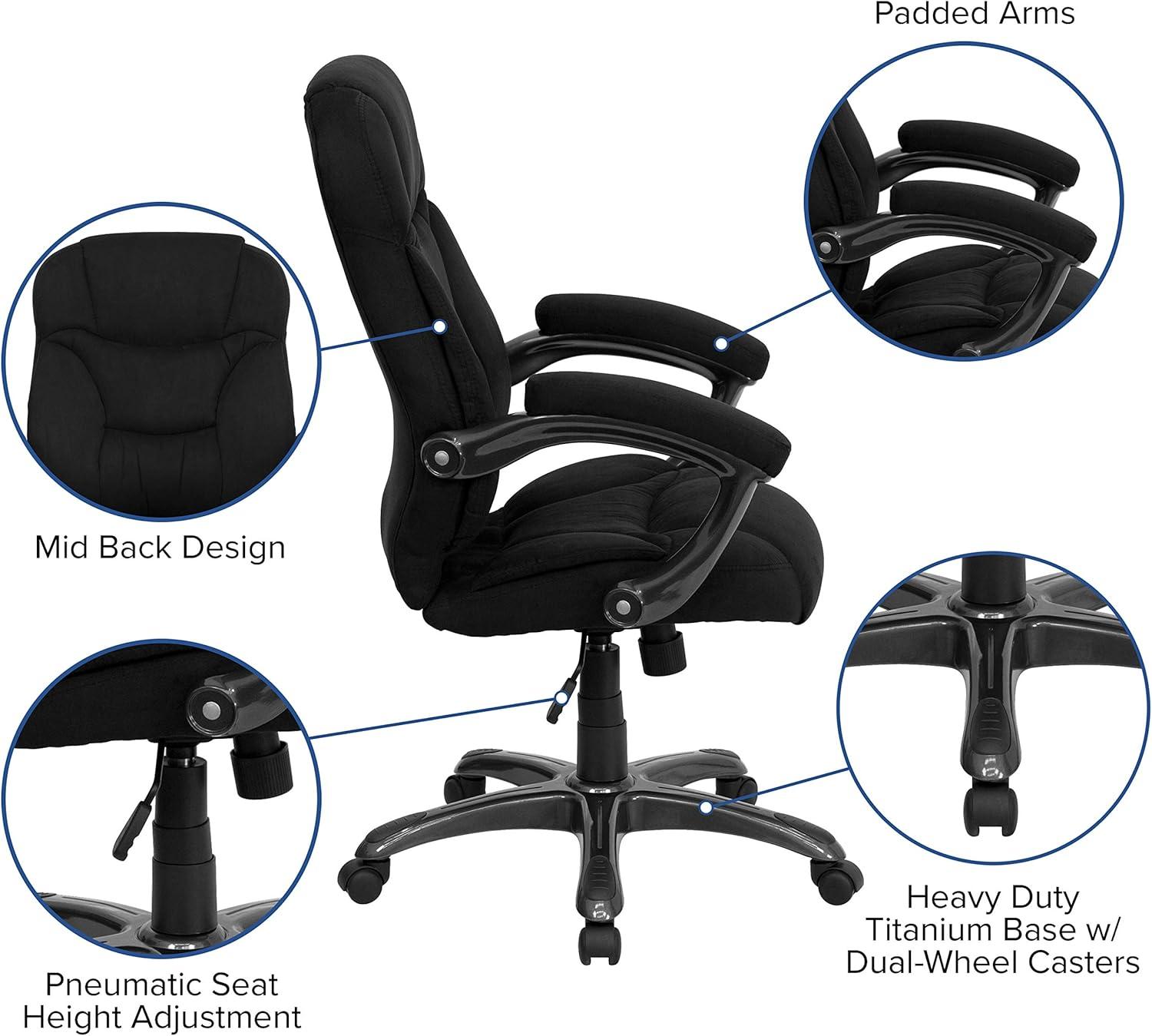 Flash Furniture High Back Black Microfiber Contemporary Executive Swivel Ergonomic Office Chair with Arms