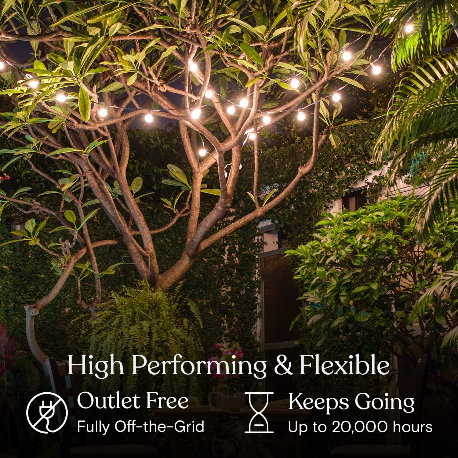 Pro 12-Light 27 ft. Outdoor Solar NonHanging LED 1-Watt G45 3000K Soft White Bulb String Lights