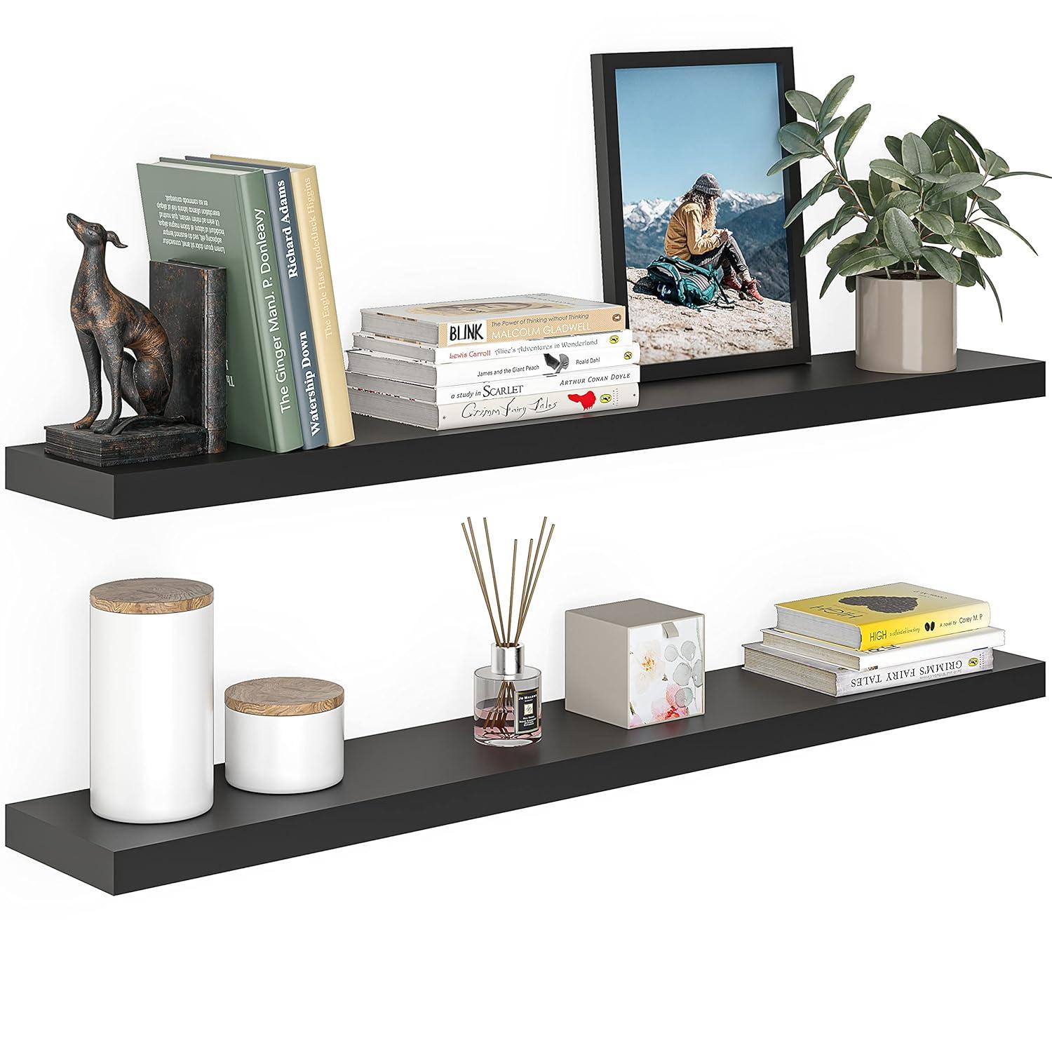 Ballucci Miami 48" W x 8" D Floating Shelves Set with Invisible Wall Mount Brackets (Set of 2)