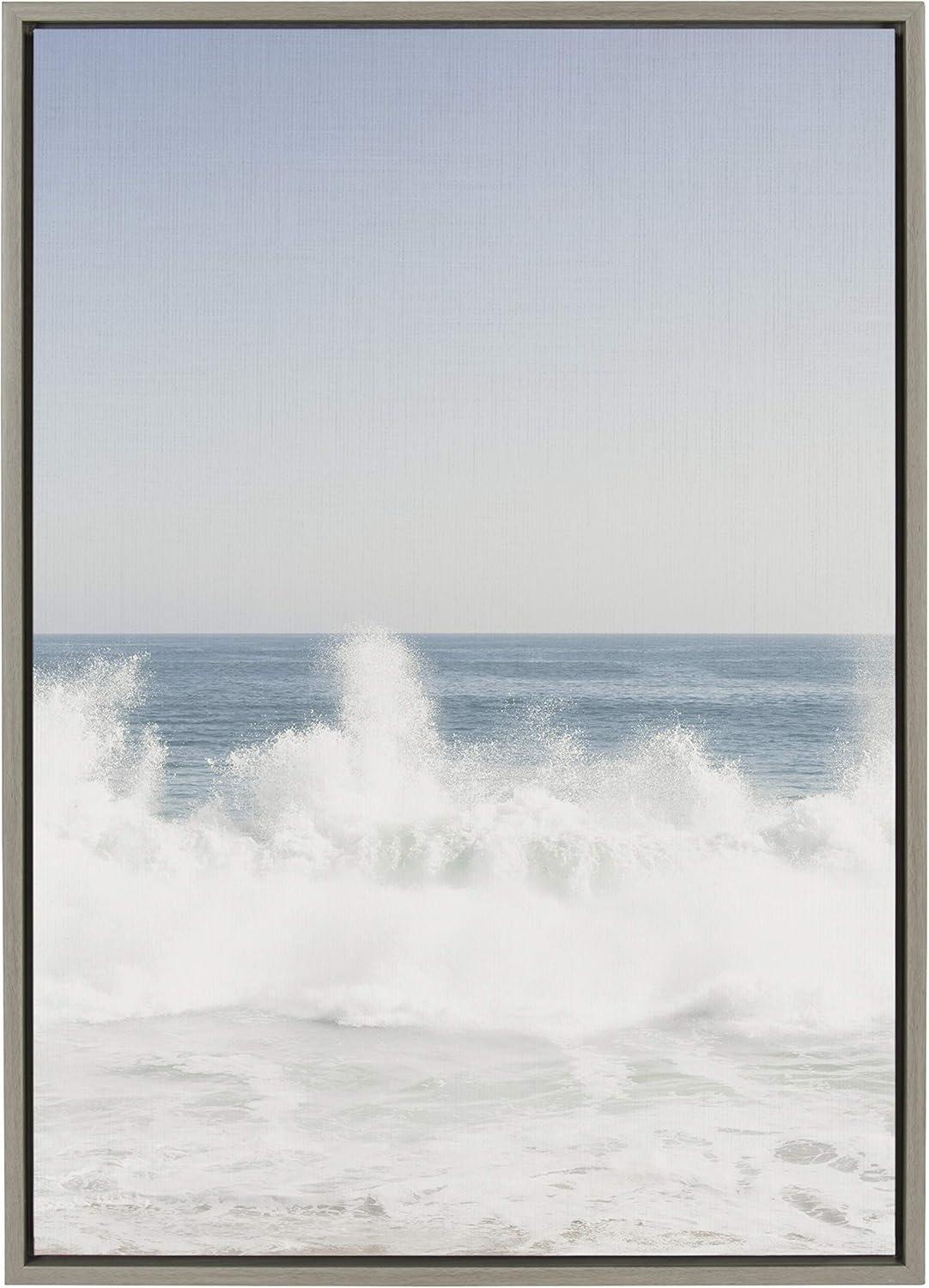 Sylvie Waves Crashing Coastal Framed Canvas Print, 36" x 27"