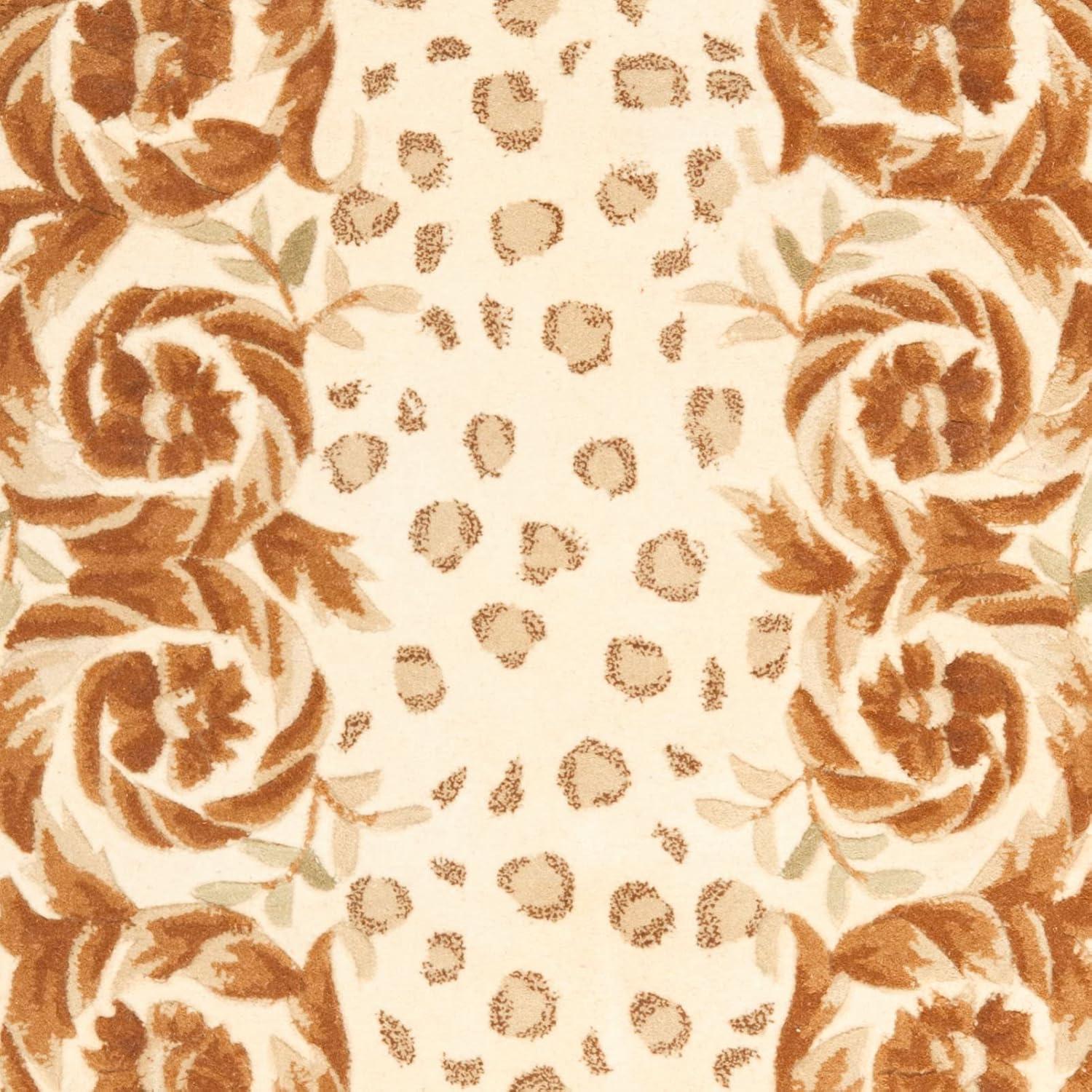 Handmade Rectangular Beige and Brown Wool Accent Rug