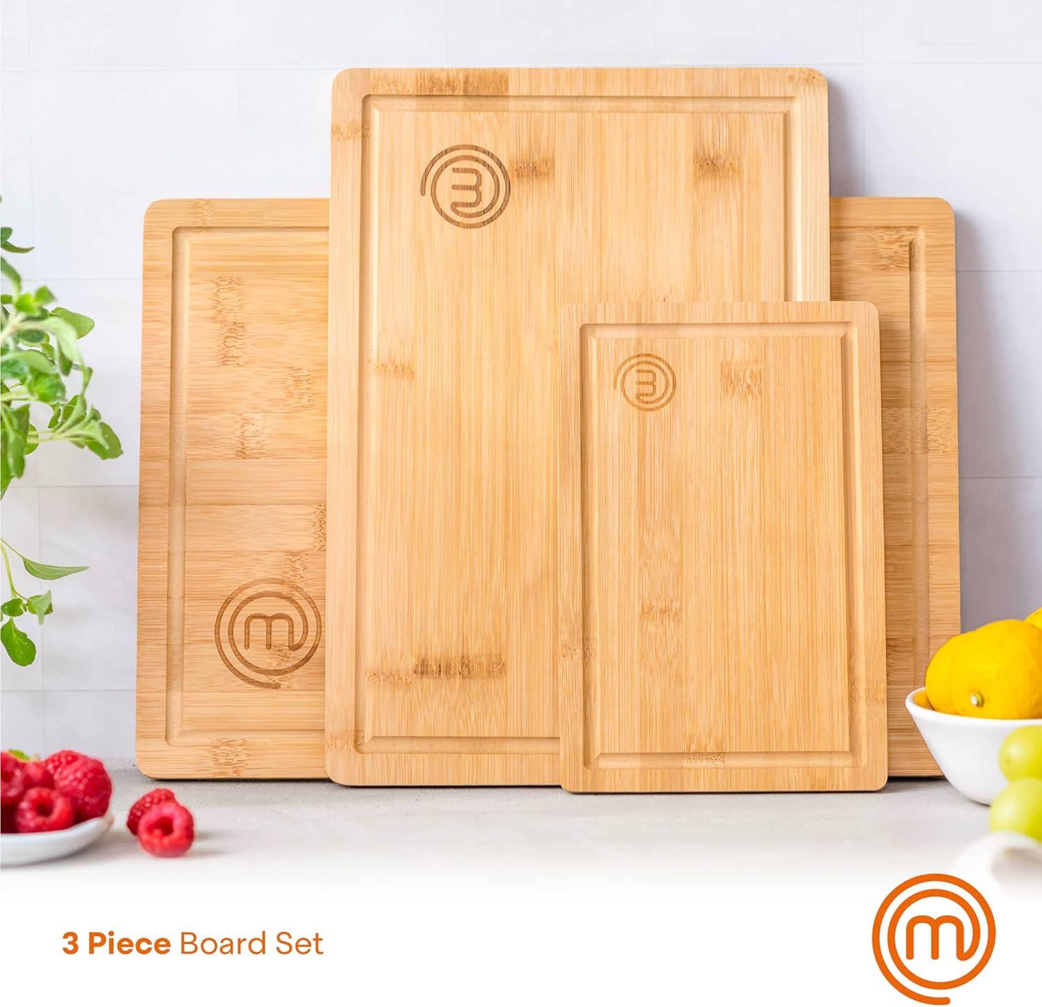 Eco-Friendly Bamboo Cutting Board Set with Juice Grooves