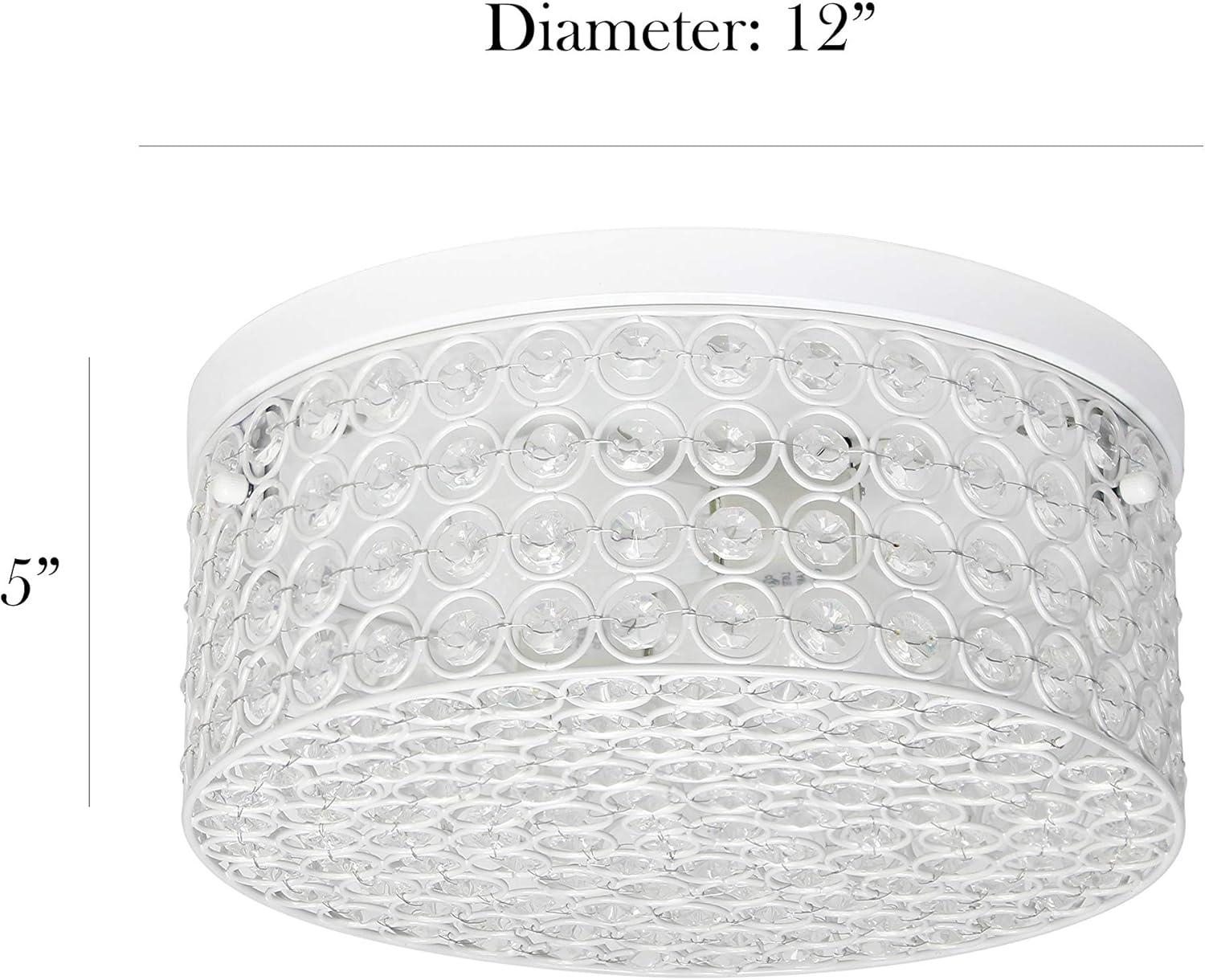 White Crystal Barrel Shade Ceiling Light