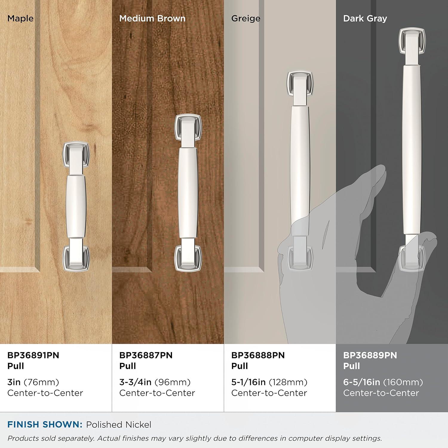 Amerock Stature 6-5/16 inch (160mm) Center-to-Center Polished Nickel Cabinet Pull