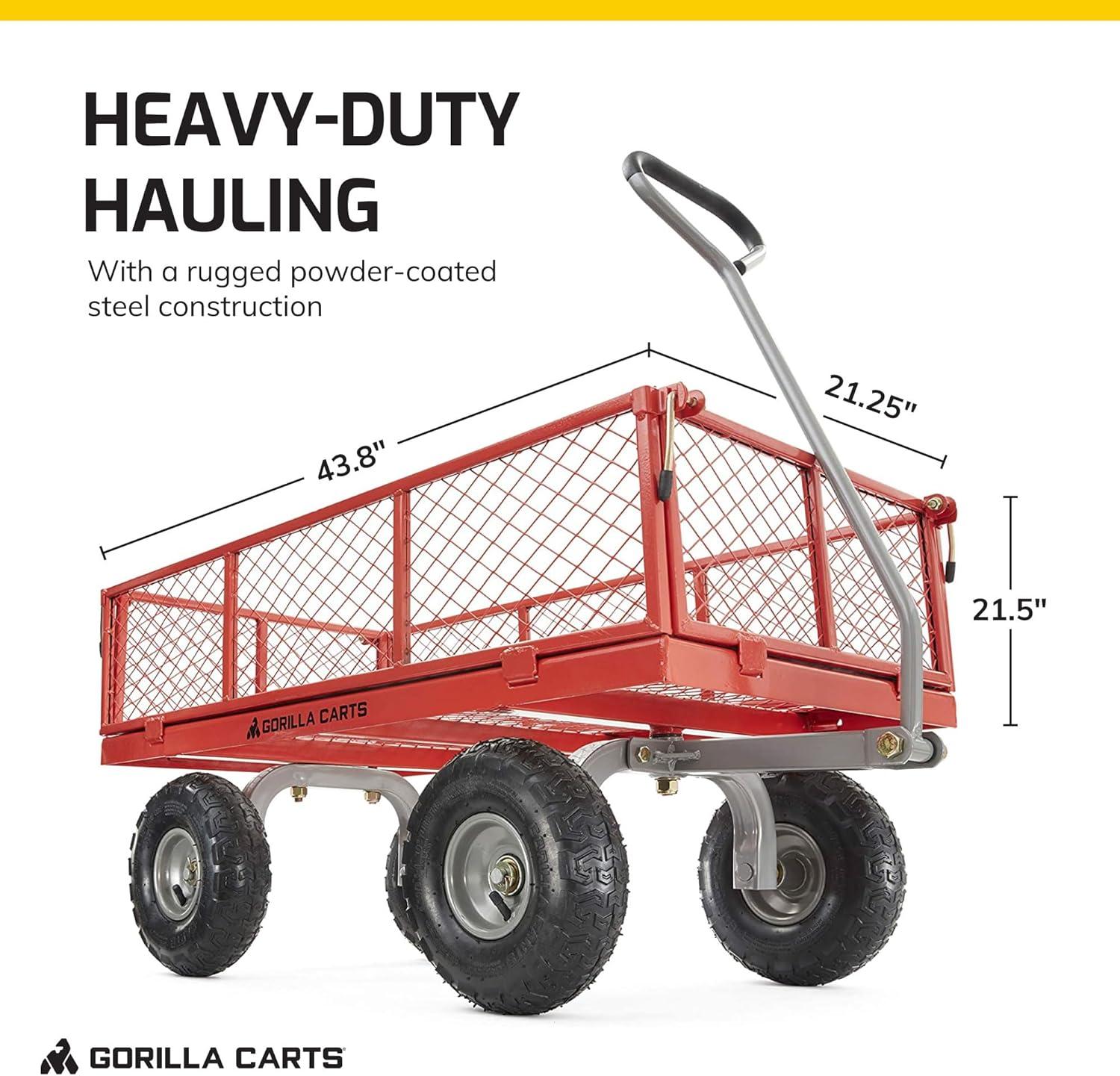 Gorilla Cart 1000 Pound Capacity Heavy Duty Steel Mesh Utility Wagon Cart