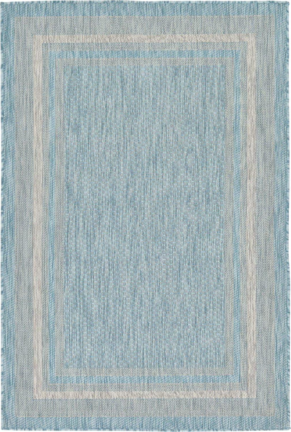 Aquamarine Elegance 4' x 6' Flat Woven Outdoor Rug