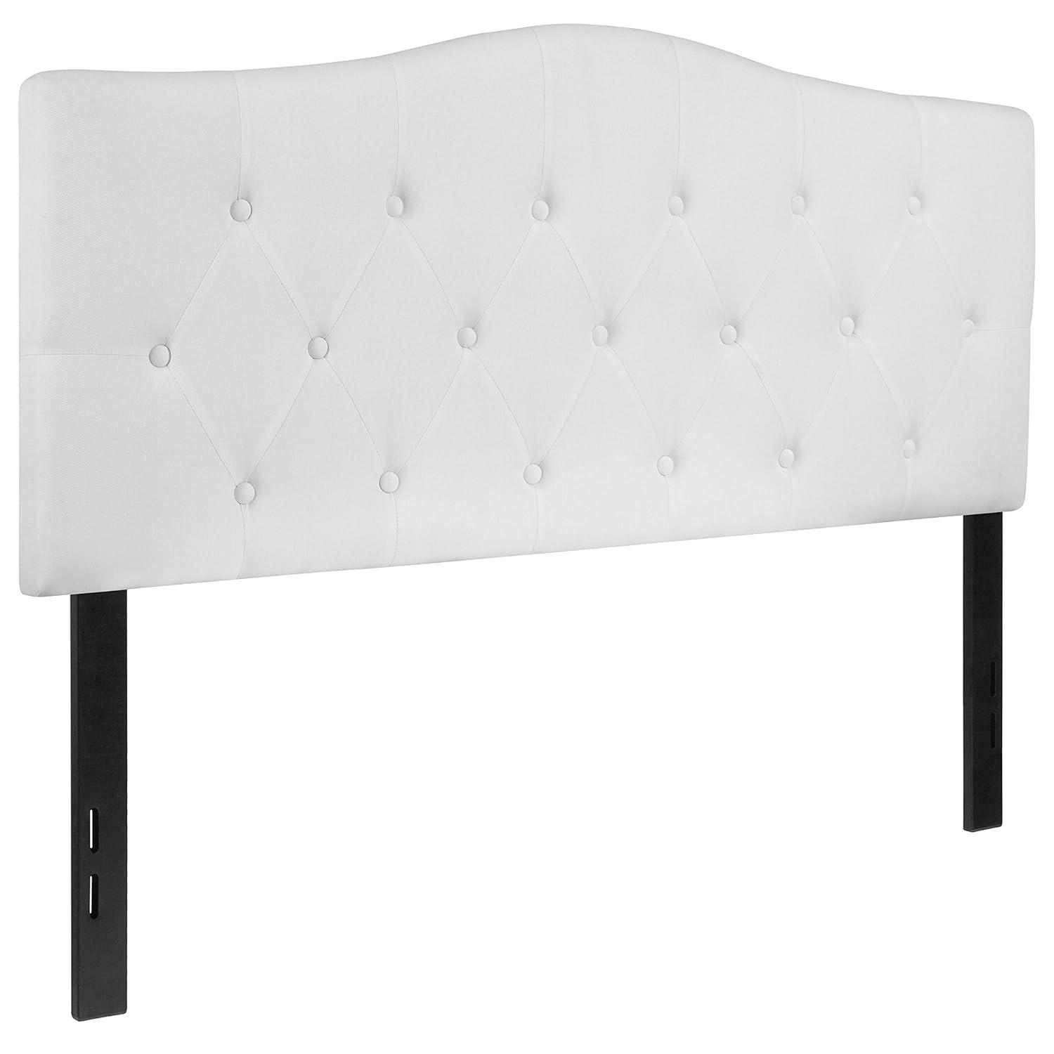 Flash Furniture Cambridge Tufted Upholstered Full Size Headboard in White Fabric
