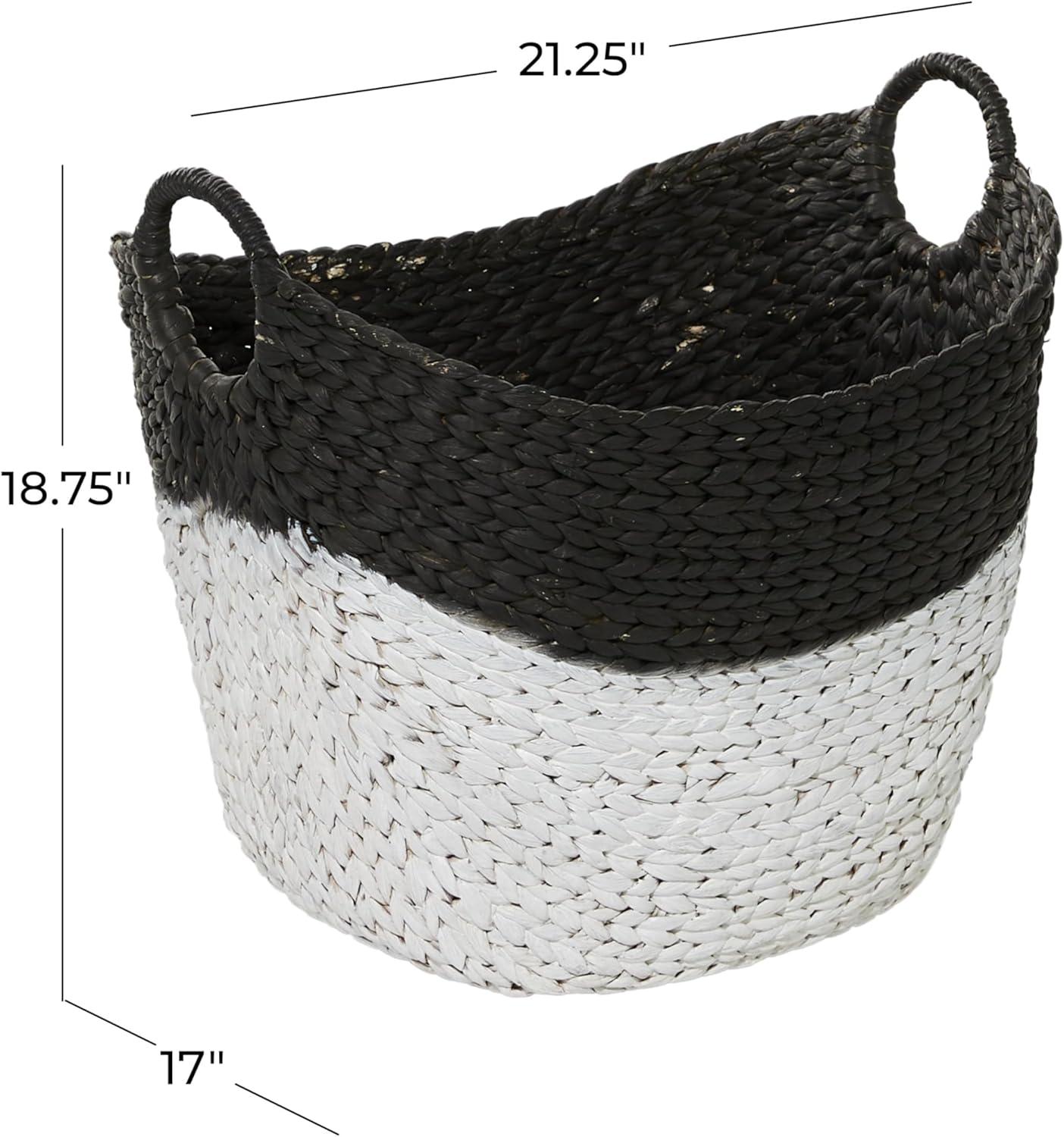 CosmoLiving by Cosmopolitan 22" x 19" Black Seagrass Handmade Large Woven Storage Basket with Handles, 1-Piece