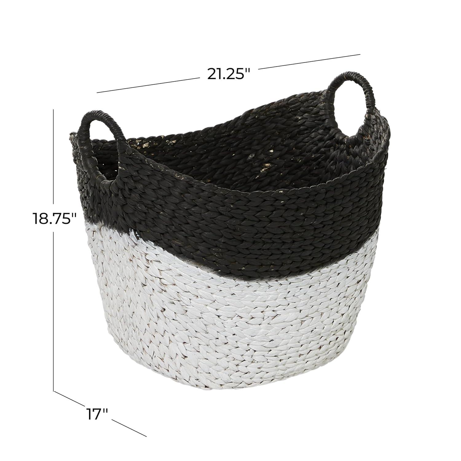 DecMode 23", 21", 19", 16", Brown Seagrass Handmade Storage Basket with Metal Handles, 5-Pieces