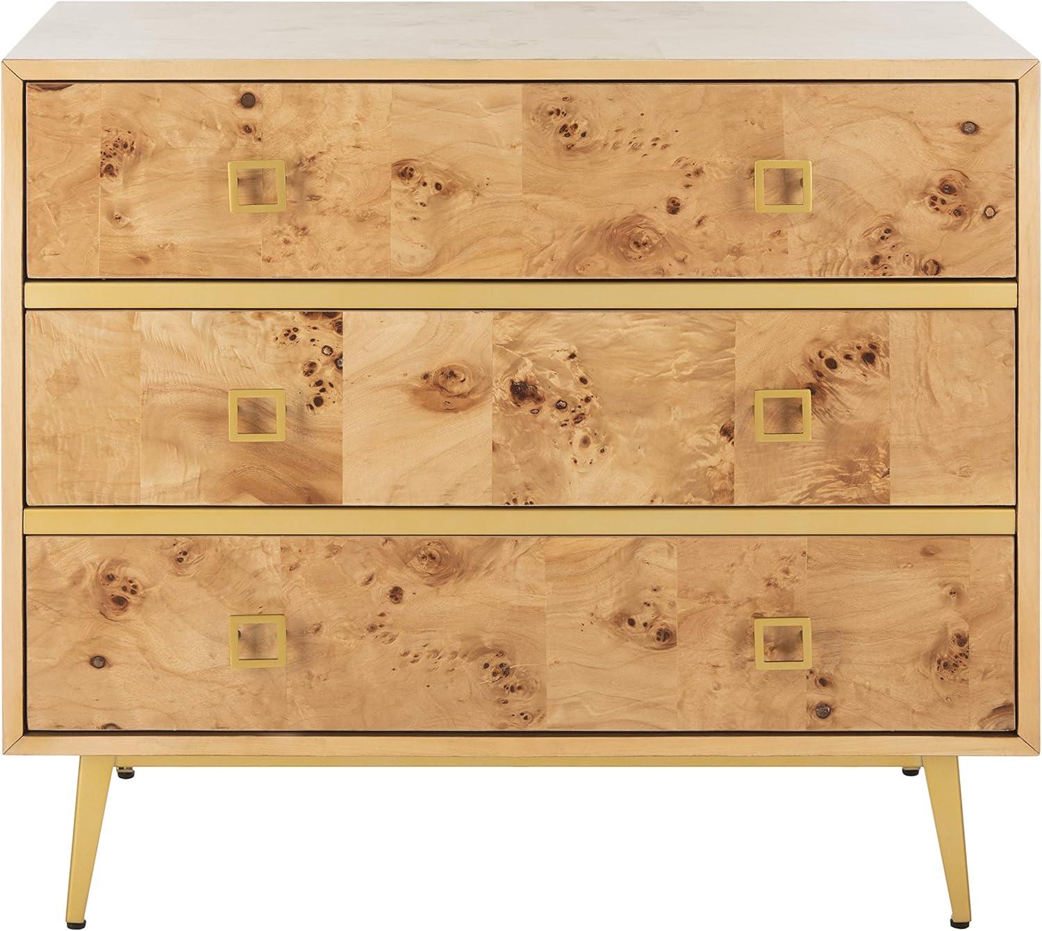 Katia 3 Drawer Chest - CHS6413 - Natural/Gold - Safavieh