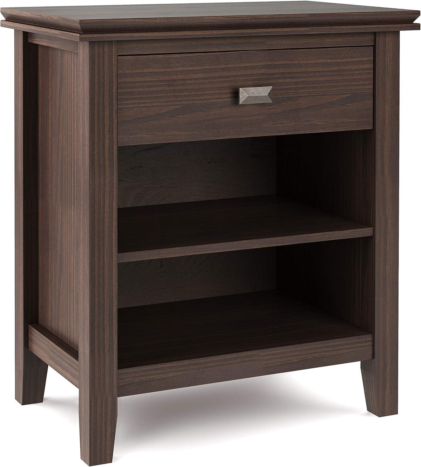 Simpli Home Artisan 24"W Solid Wood Nightstand with Drawer and Shelves