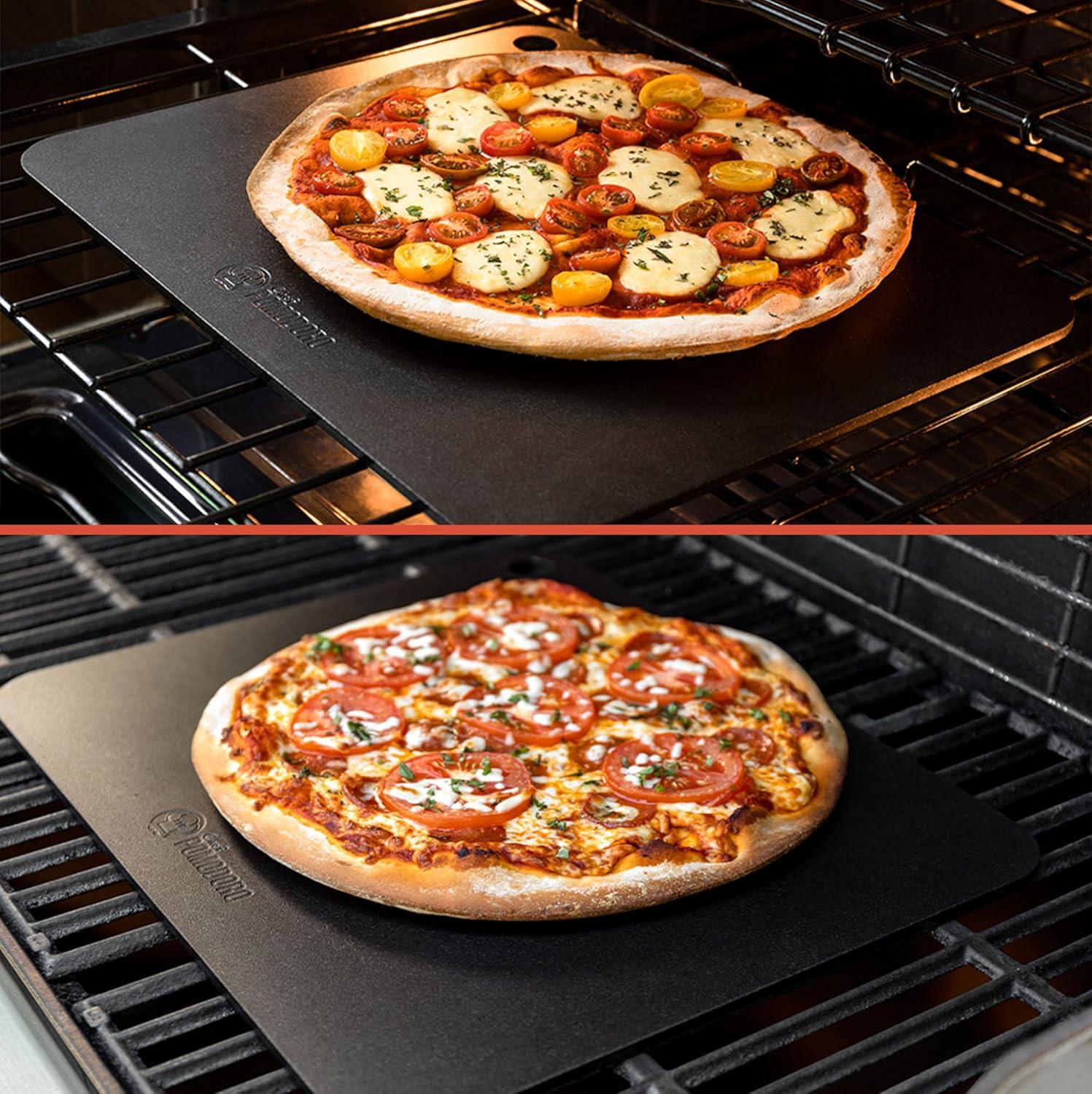 Chef Pomodoro Pizza Steel for Oven, 16 x 13.5 x 0.25 Thick, Baking Steel for Grill, Original Artisan Pizza Stone