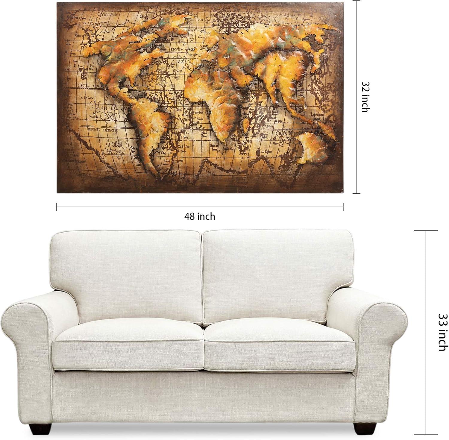 Empire Art Direct  World Map Hand Painted Primo Mixed Media Iron Wall Sculpture 3D Metal Wall Art