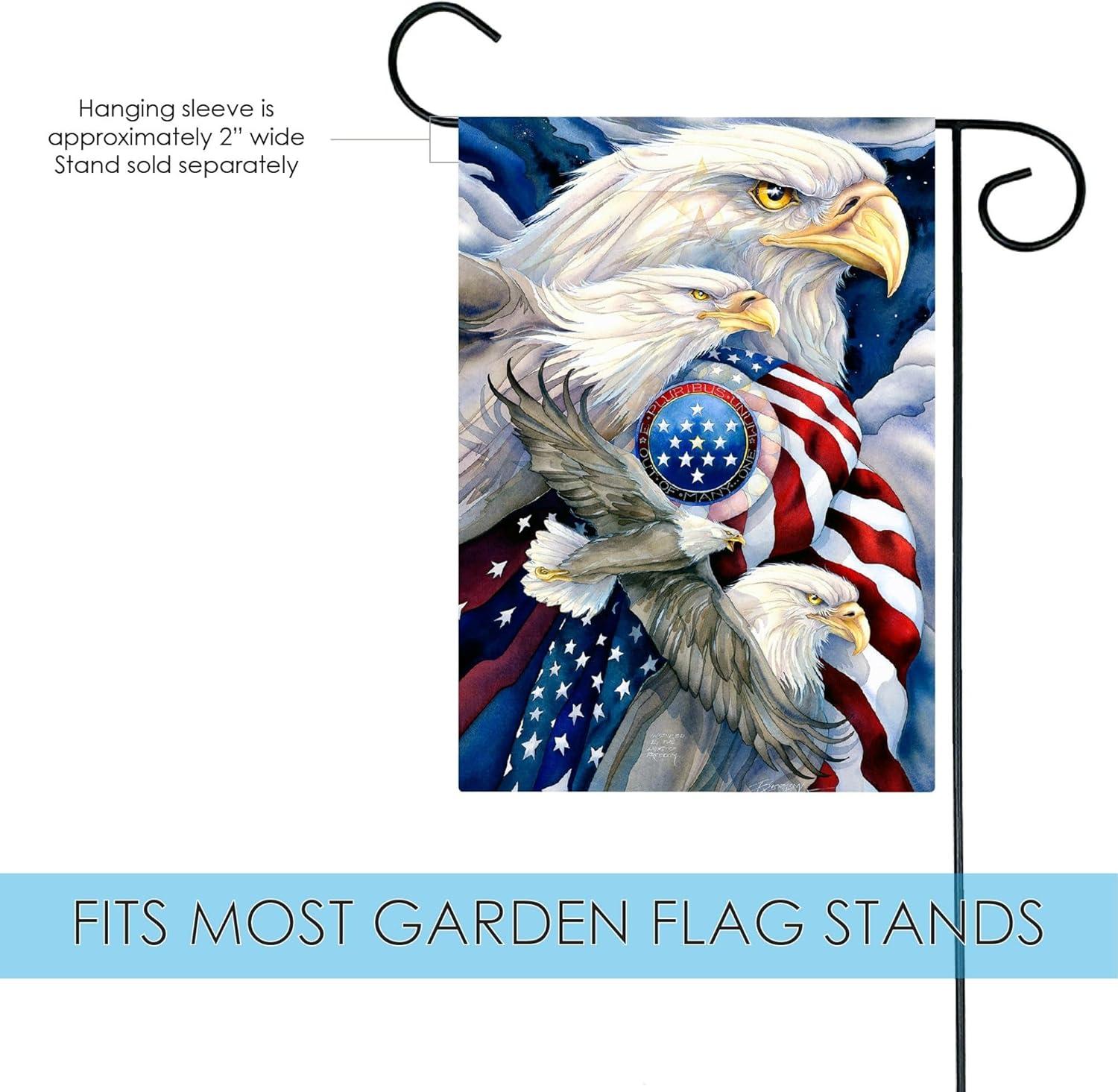 Toland Home Garden Stand In Unity Bald Eagle Patriotic Flag Double Sided 12x18 Inch