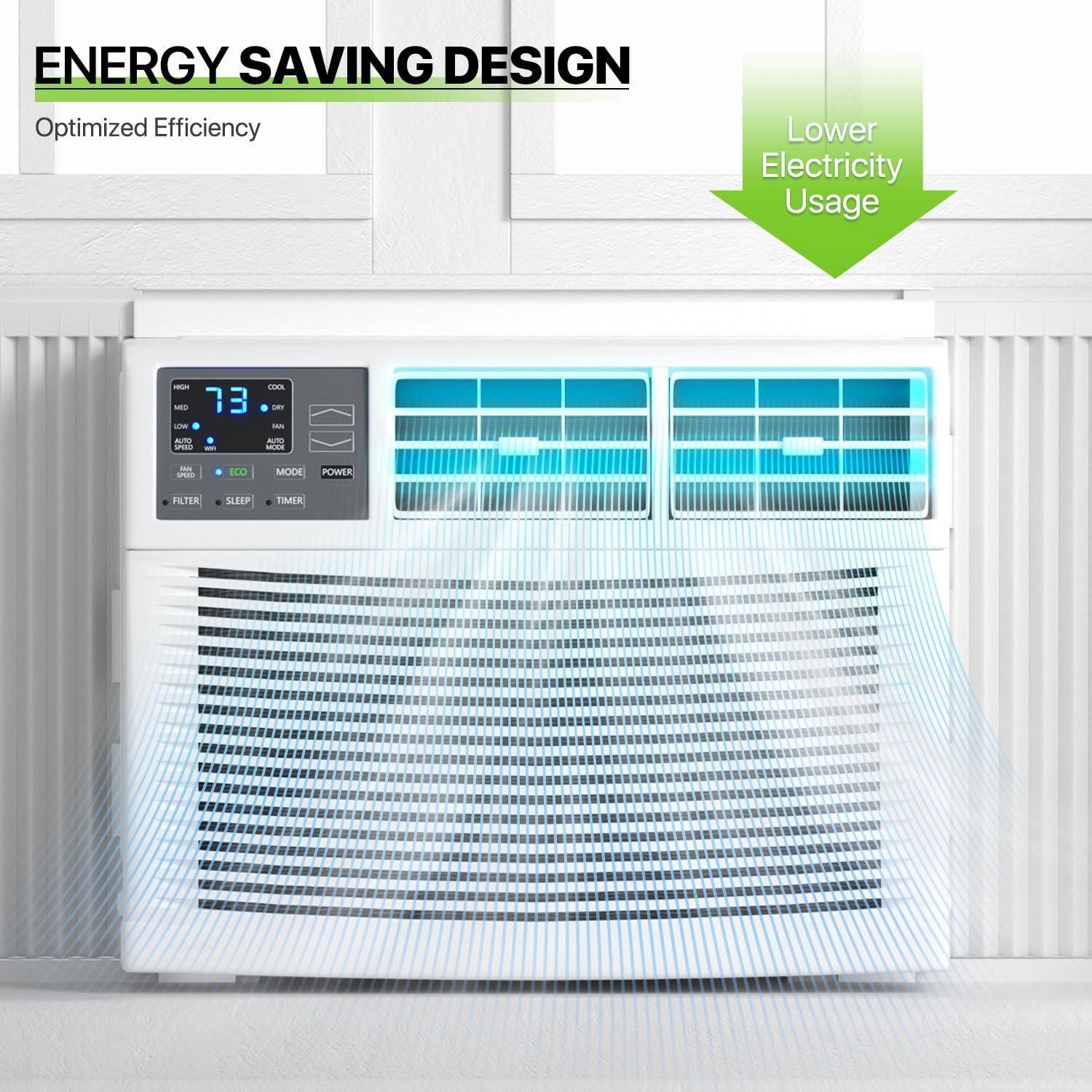 Bring Home Furniture 8000 BTU Smart Window Air Conditioner with WiFi/App Control & Energy Star 24H Scheduling & Remote Included Cools 350 Sq.Ft. for Bedroom Living Room