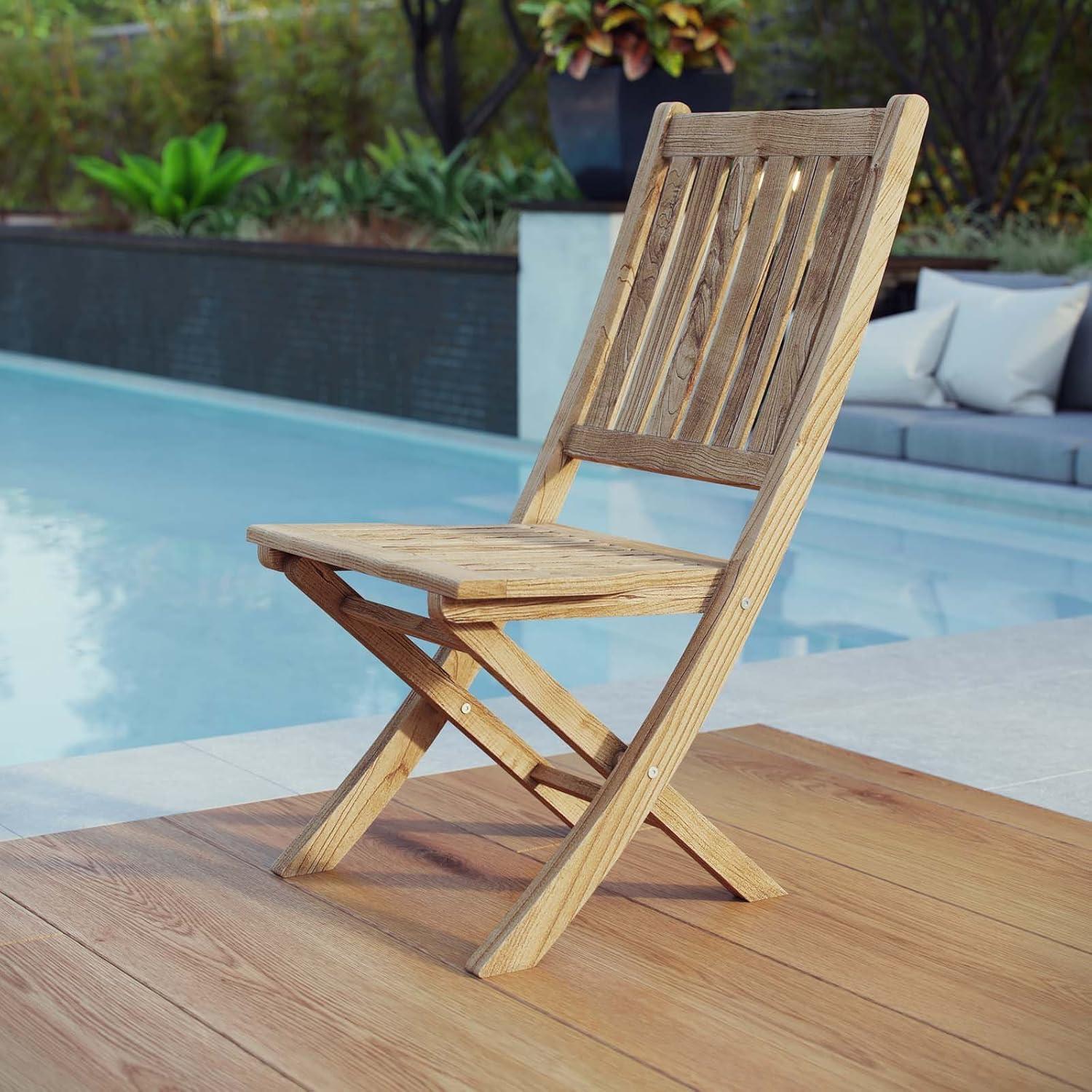 Marina Outdoor Patio Teak Folding ChairNatural