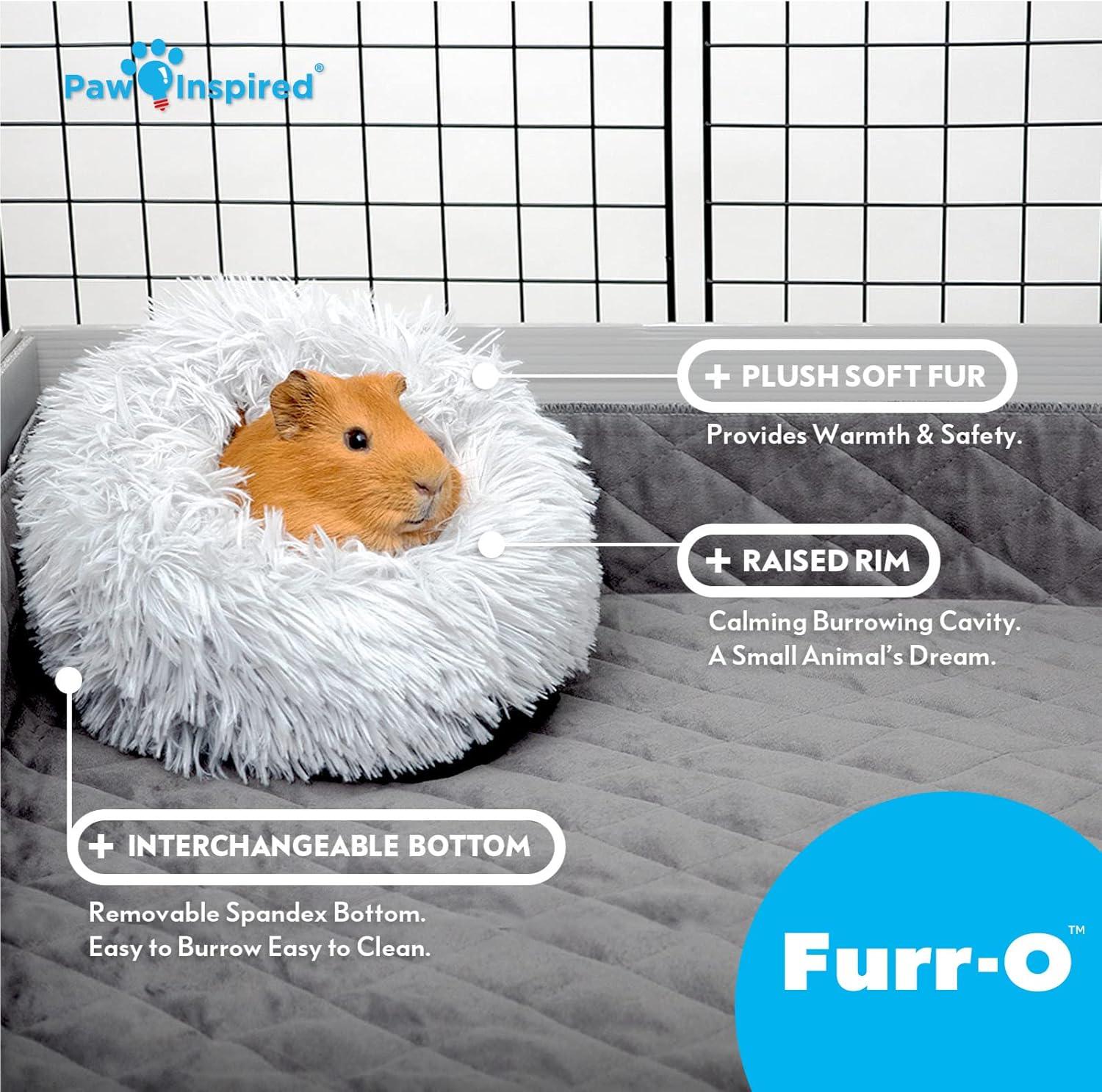 Paw Inspired® Furr-O™ Guinea Pig Bed Hideout Hideaway Burrowing Pet Bed and House for Guinea Pigs, Hamsters, and Other Small Animals (Dark Gray)