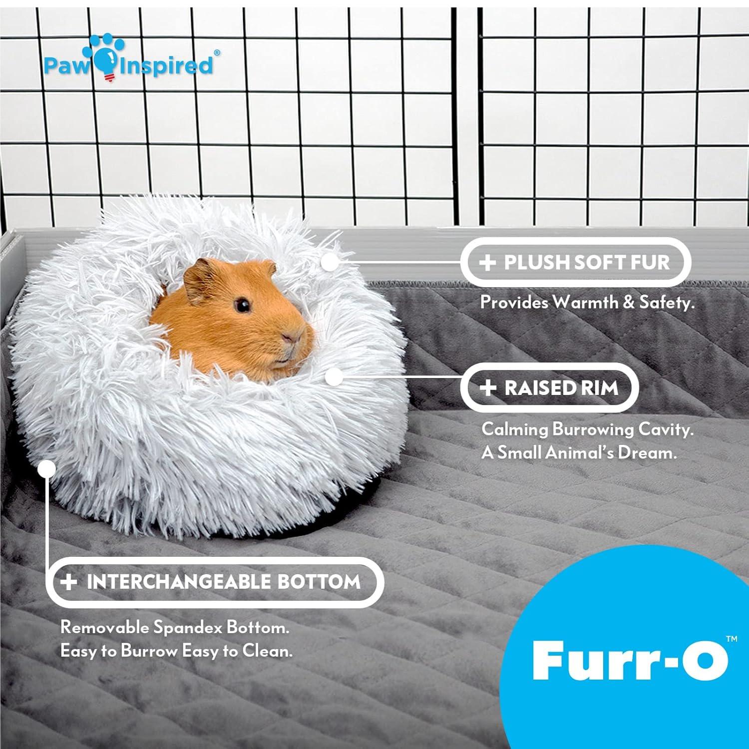 Paw Inspired® Furr-O™ Guinea Pig Bed Hideout Hideaway Burrowing Pet Bed and House for Guinea Pigs, Hamsters, and Other Small Animals (Dark Gray)