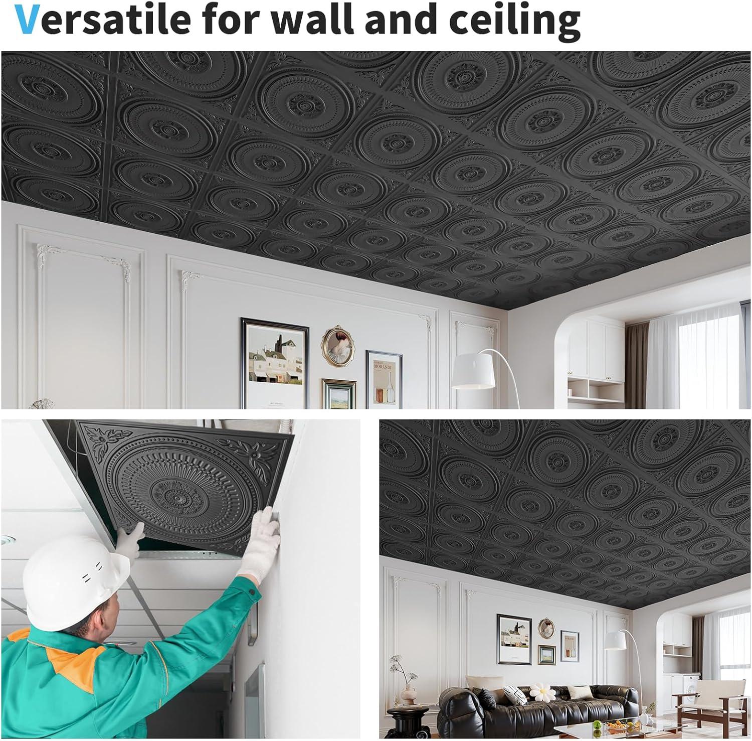 Black Decorative PVC 24x24 Ceiling and Wall Panels