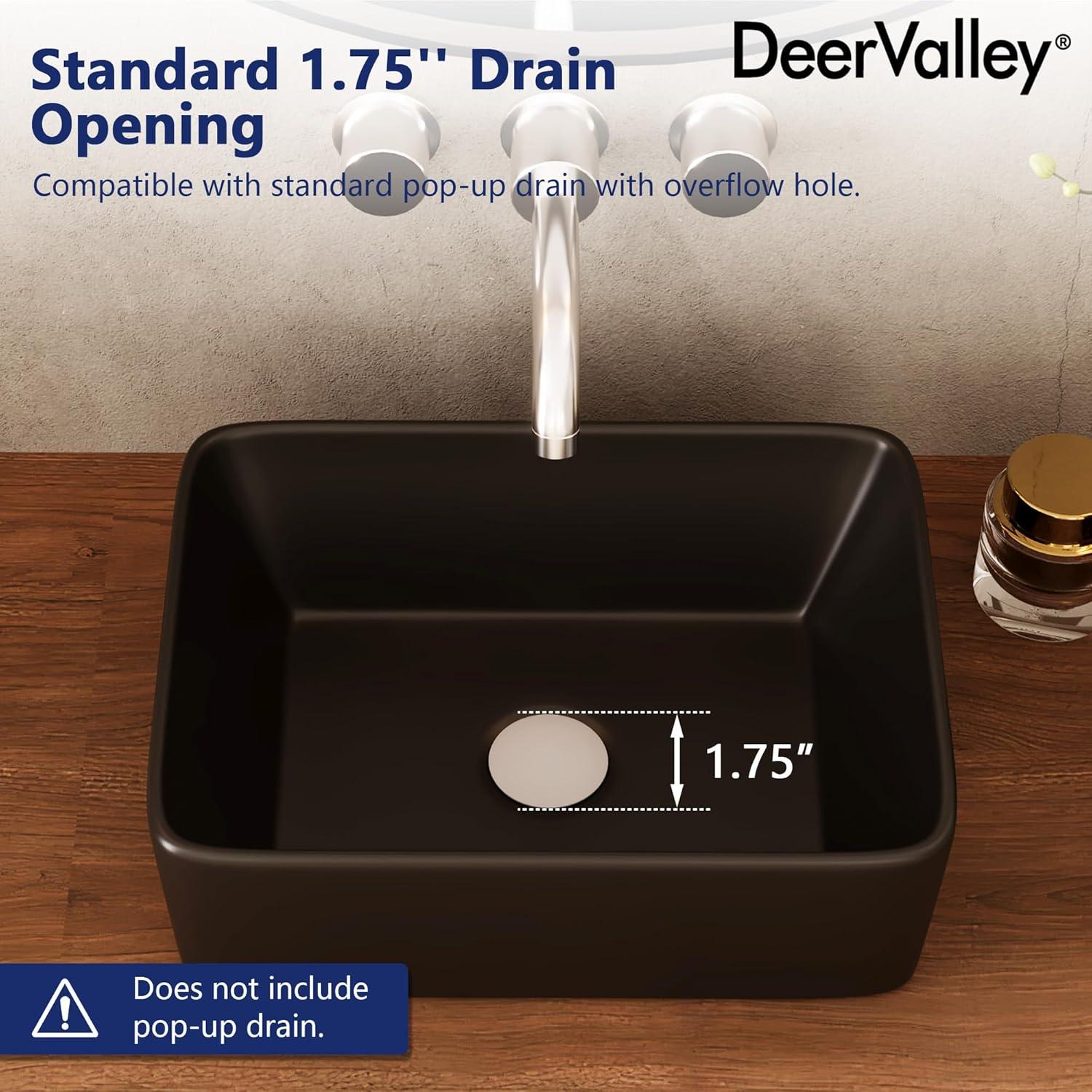 DeerValley Liberty 16'' x 12'' Rectangular Vitreous China Vessel Bathroom Sink