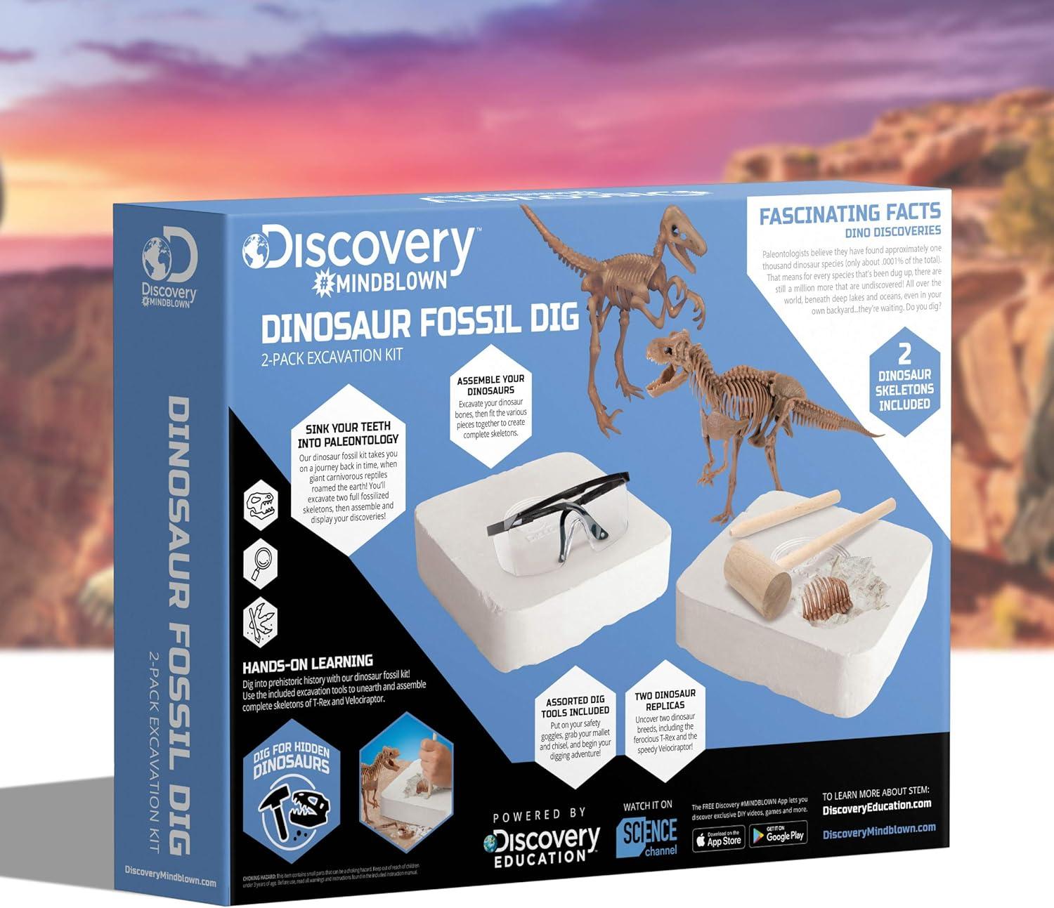Discovery Mindblown Dinosaur Fossil Dig Excavation Kit with Tools