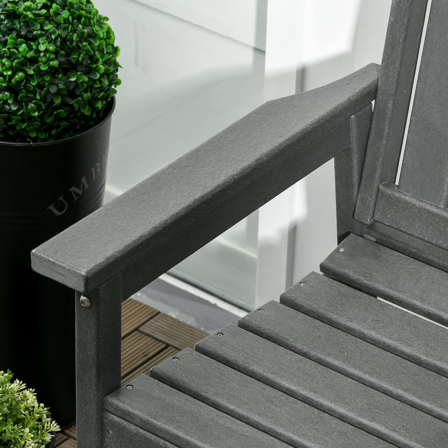 Dark Gray HDPE 2-Person Outdoor Garden Bench with Armrests