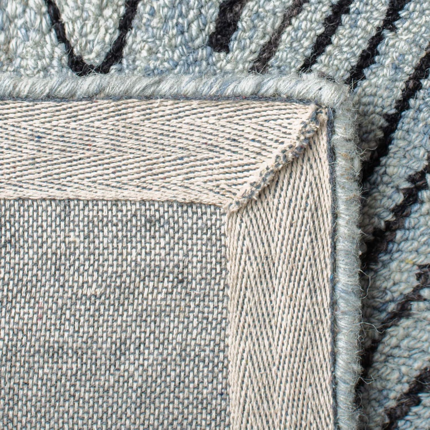 Light Blue and Charcoal Hand-Tufted Wool Runner Rug