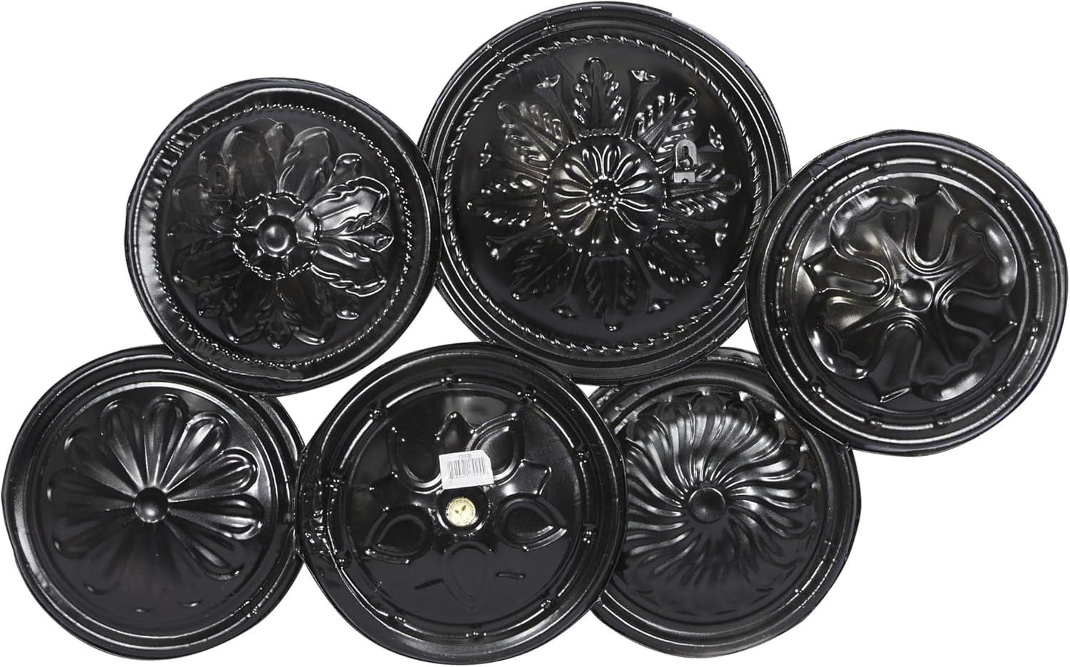 DecMode Rustic Metal Multi Colored Round Plates with Flower Petal Design Wall Decor, 31"W x 19"H