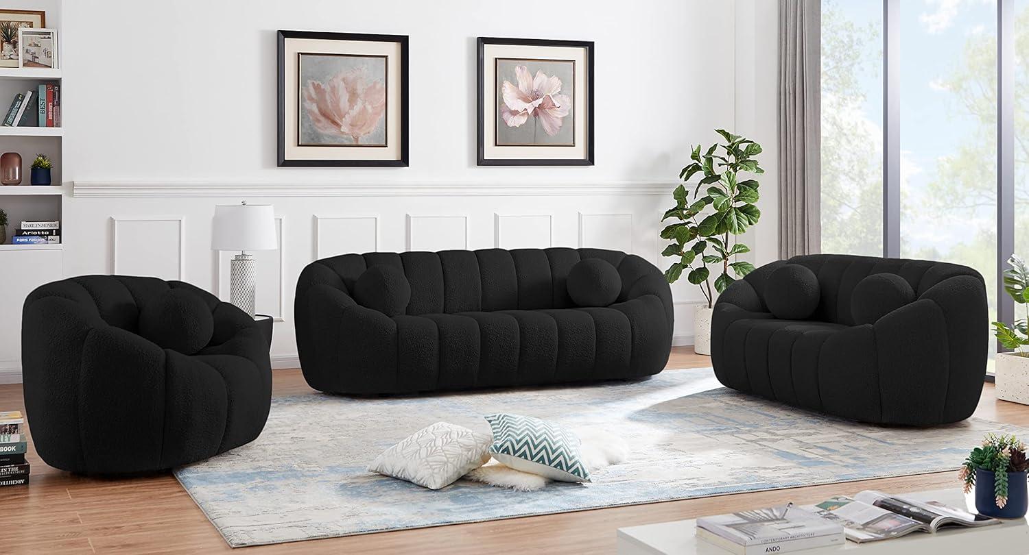 Meridian Furniture Elijah Green Boucle Fabric Sofa