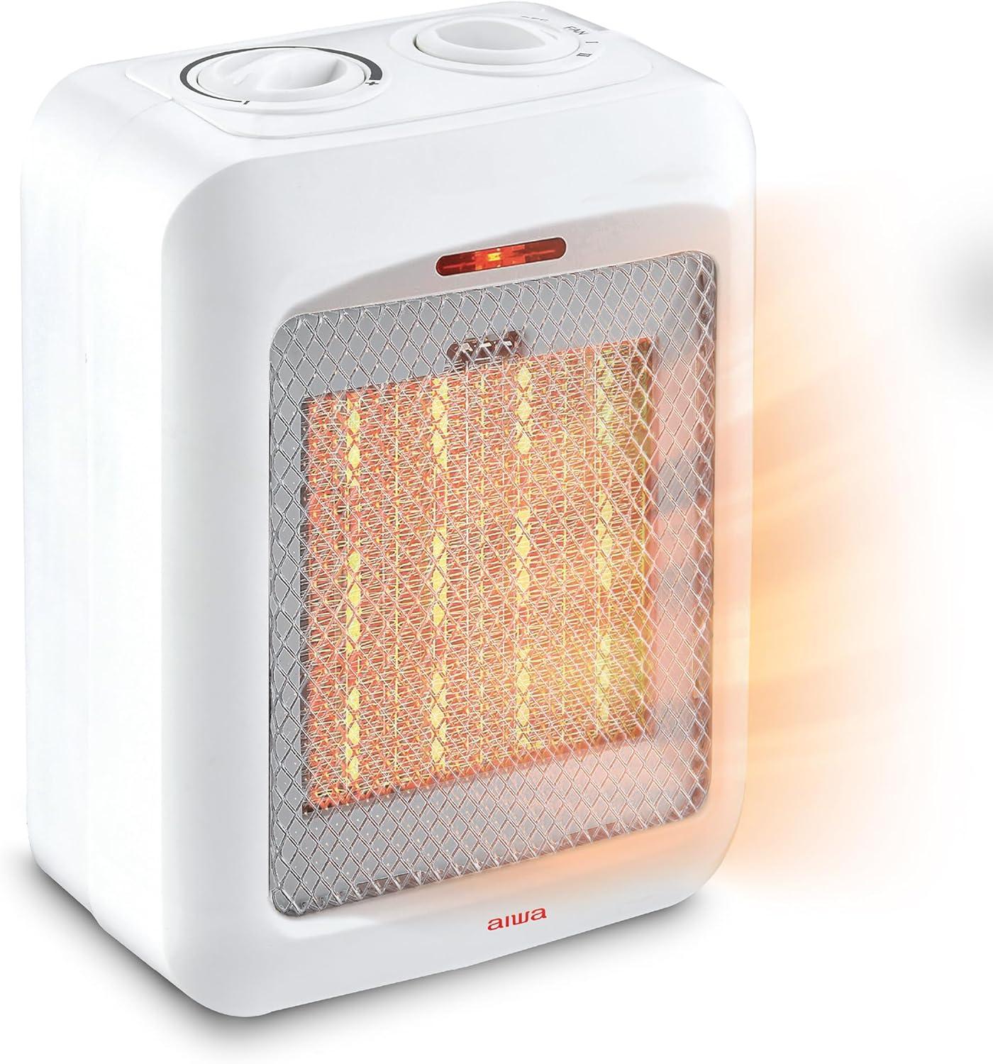 Aiwa 1500W Small Ceramic Room Heater, Overheat Protection, Tip over Auto Shutoff - Black
