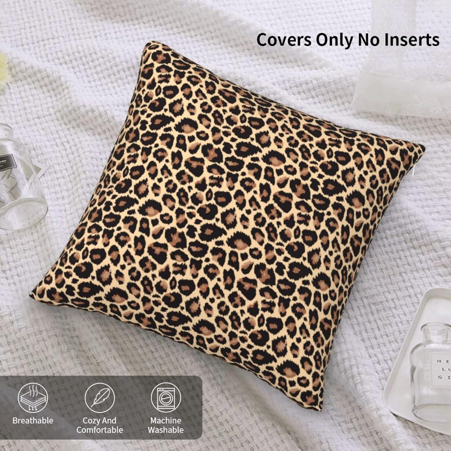 LALILO Throw Pillow Covers Trendy Leopard Wild Animal Cheetah Skin Cushion Cover 18" x 18", 2 Pack