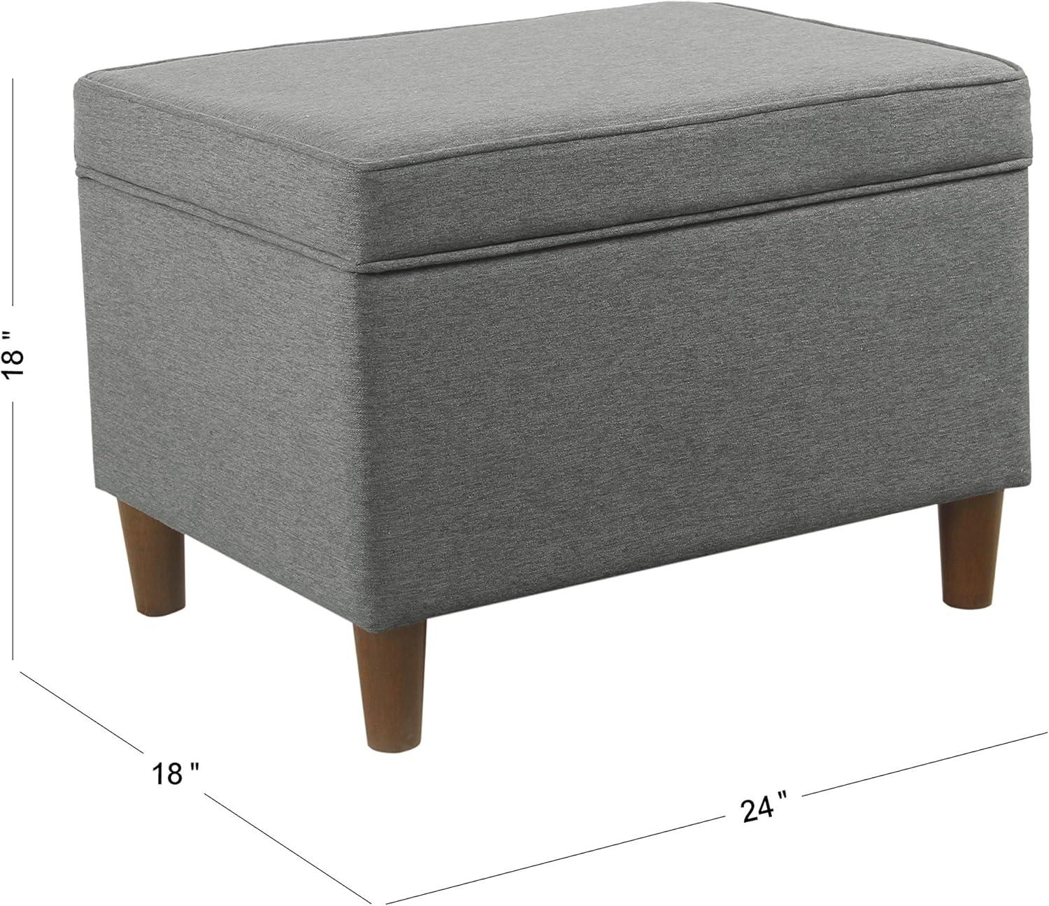 Gray Woven Fabric Storage Ottoman with Wooden Legs