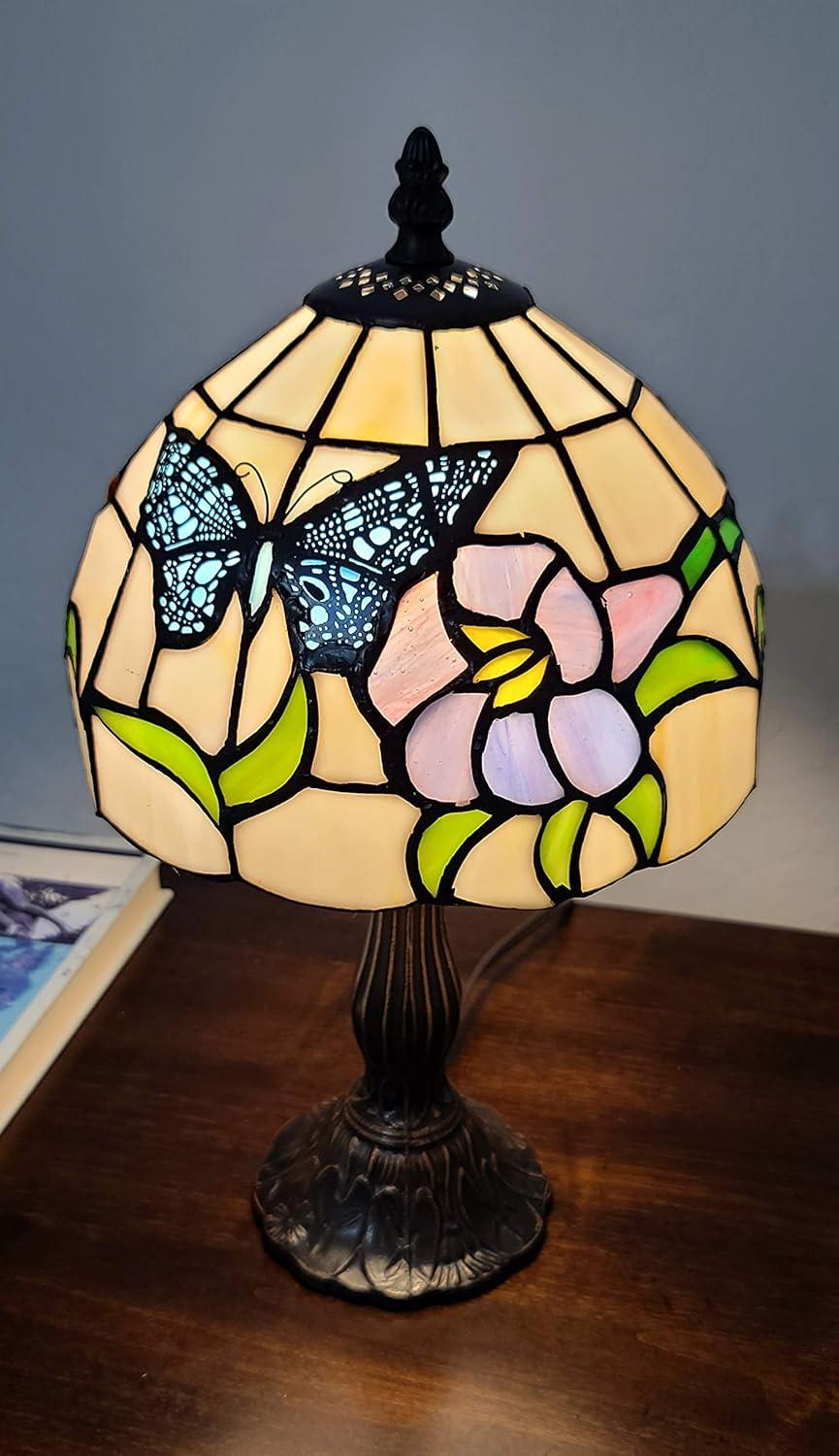 Amora Lighting Tiffany Style Butterfly Table Lamp 15" Tall
