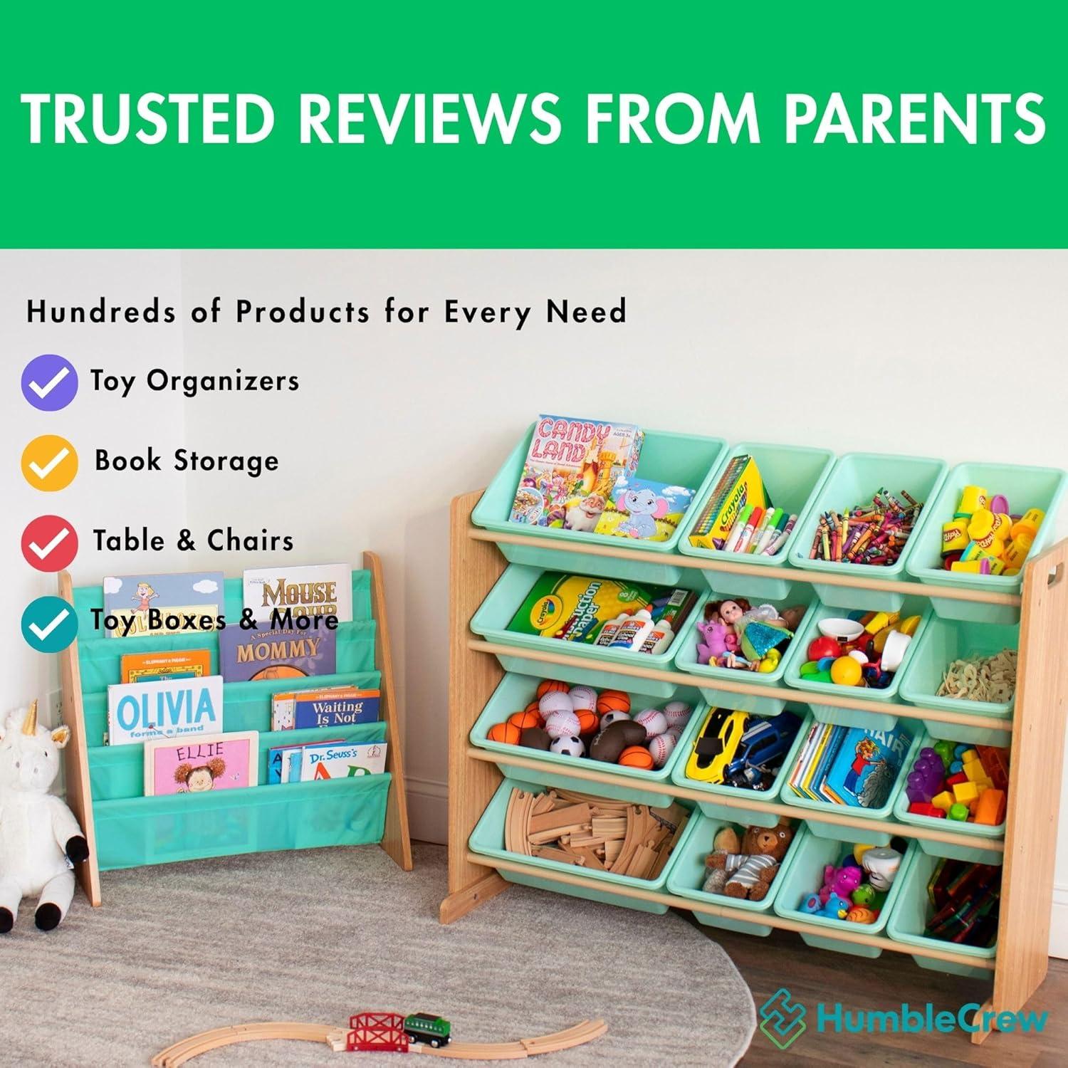 Humble Crew Kids' Bookshelf 4 Tier Book Organizer Seafoam Green/Natural