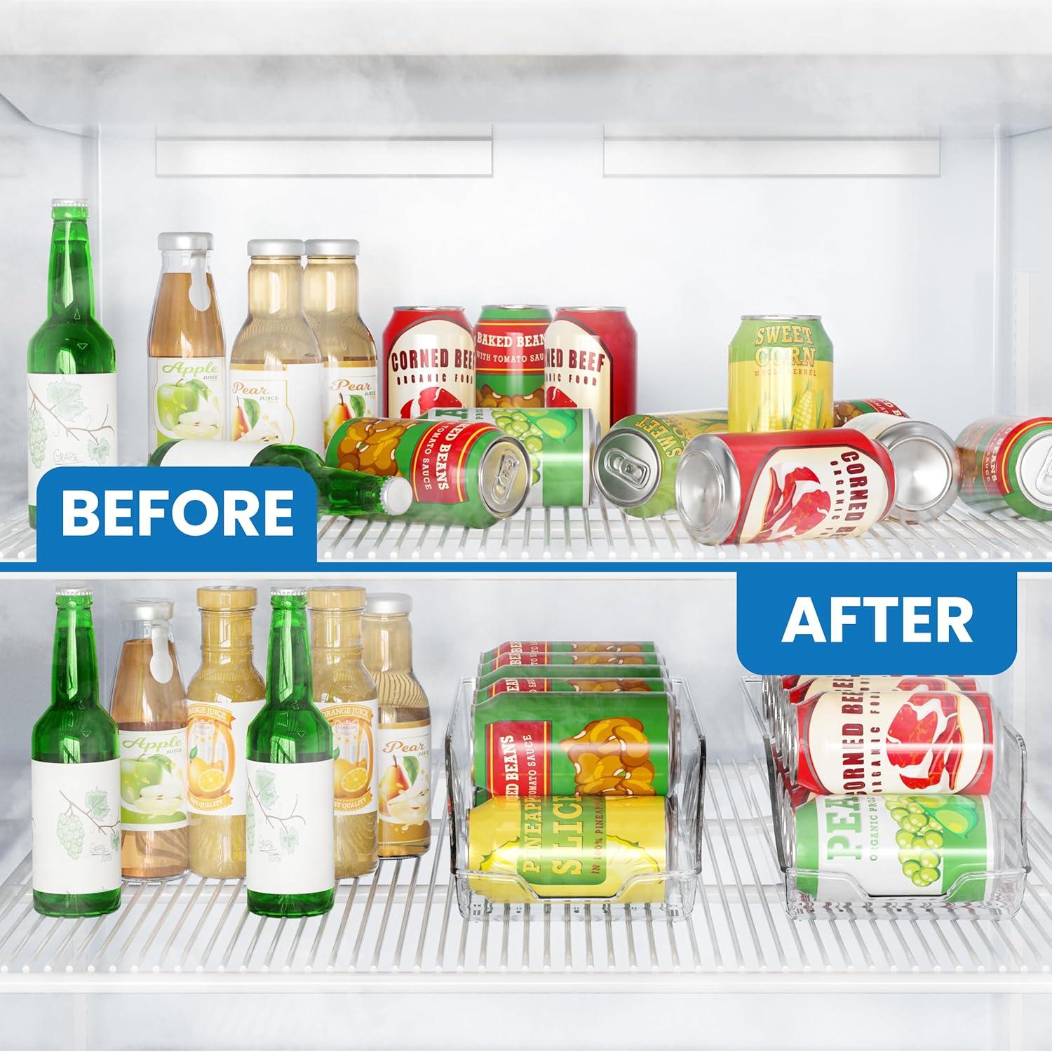 Can Organizer For Pantry (Pack of 2) - Soda Can Storage Organizer Pantry, Fridge & Freezer Organization - Holds Food & Soup Can (Clear)
