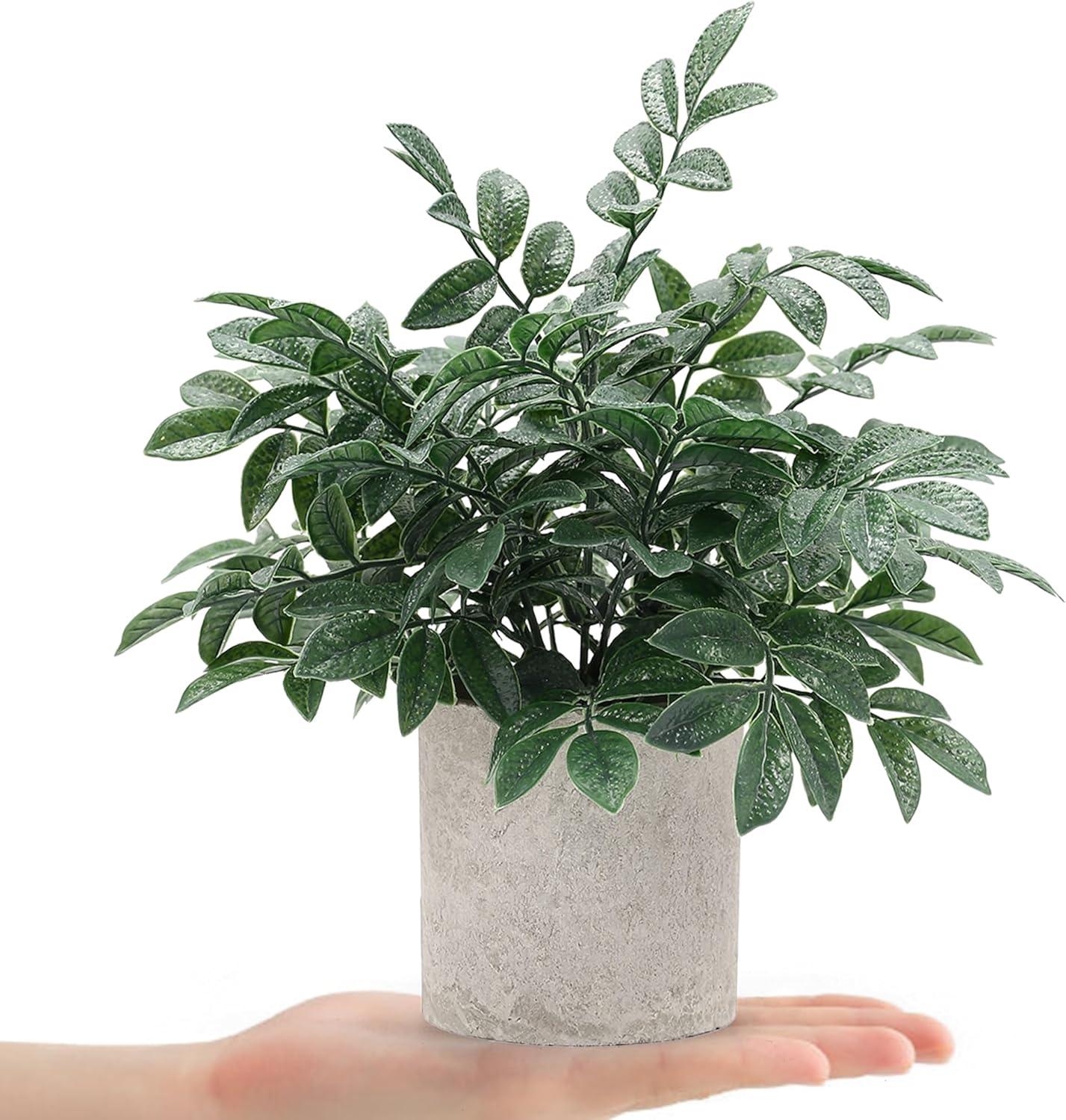 2 Pack Small Fake Plants Eucalyptus Potted Artificial Plants for Shelf Desk Home Bathroom Farmhouse Room Coffee Table Decor