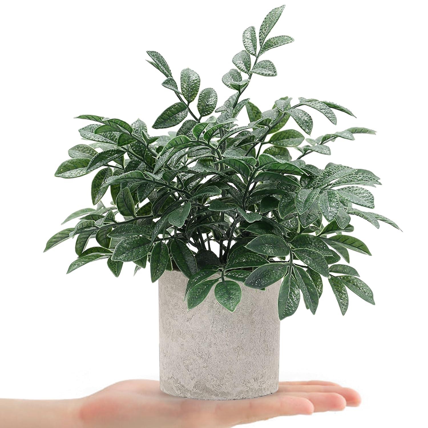 2 Pack Small Fake Plants Eucalyptus Potted Artificial Plants for Shelf Desk Home Bathroom Farmhouse Room Coffee Table Decor
