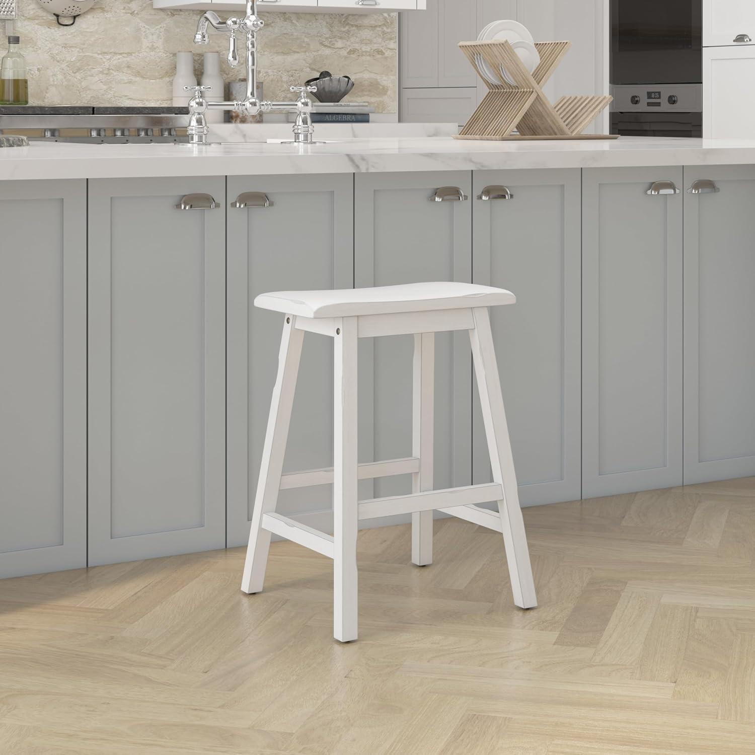 Hillsdale Furniture Moreno Backless 24" NonSwivel Counter Height Barstool Sea White: Wooden Kitchen Stool, Fixed Height
