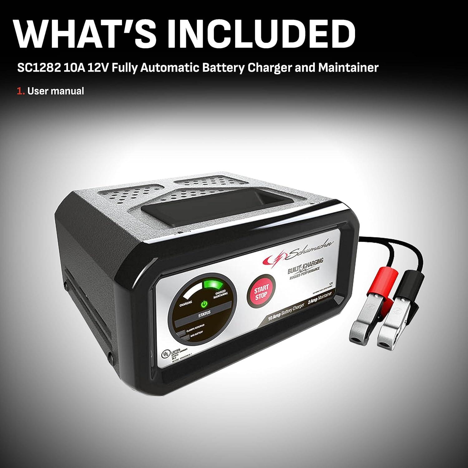 Schumacher SC1282 10-Amp 12V Fully Automatic Battery Charger and Maintainer - New in Box