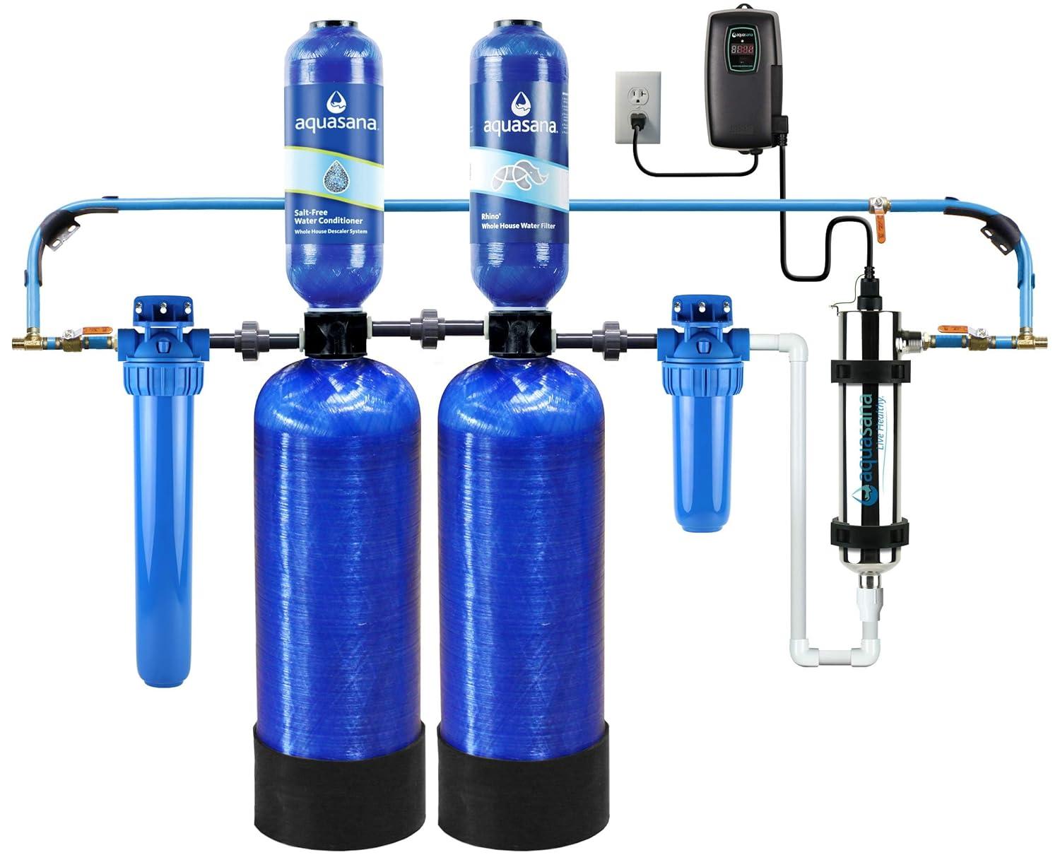 Aquasana Whole House Well Water Filter System - Water Softener Alternative w/ UV Purifier - EQ-WELL-UV-PRO-AST