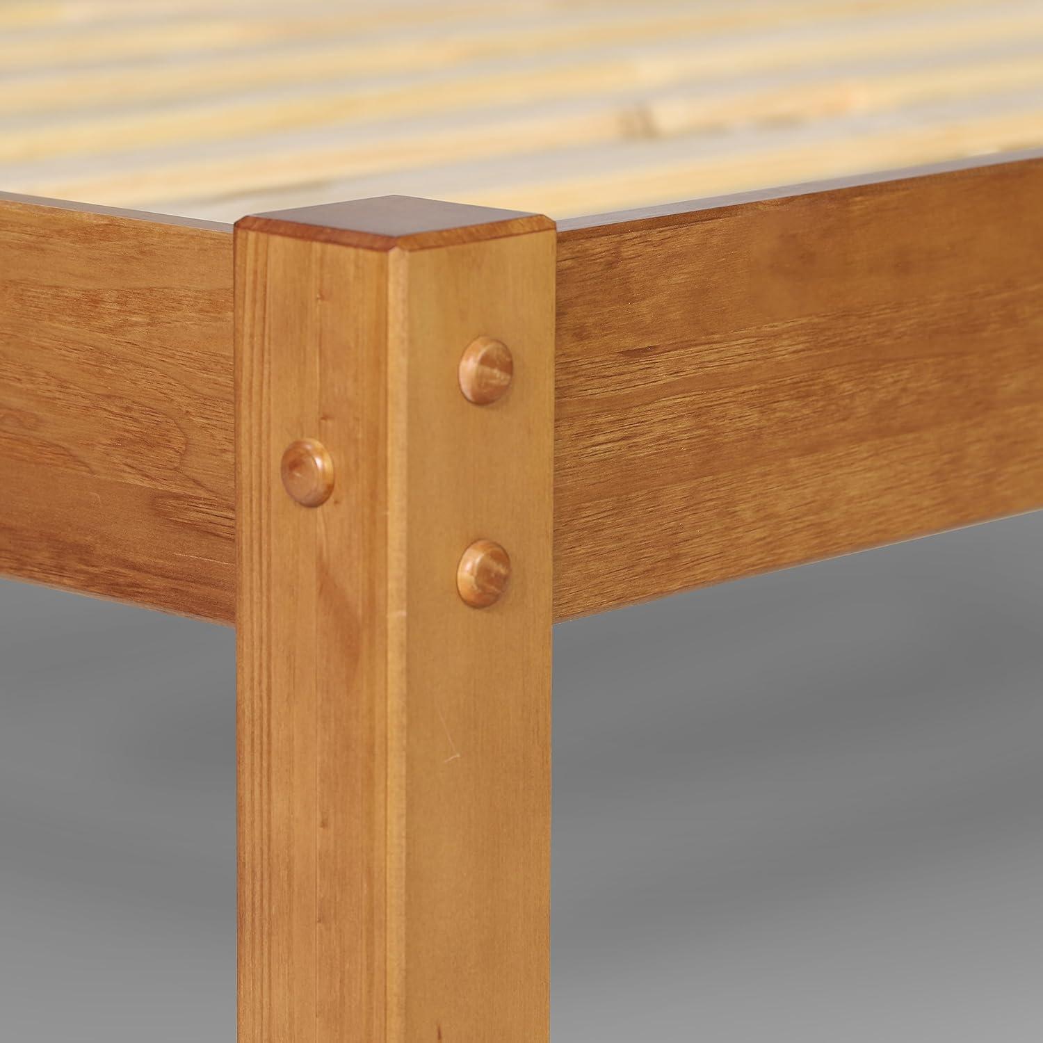 Grain Wood Furniture Shaker Solid Wood Panel Platform Bed, King Size, Walnut